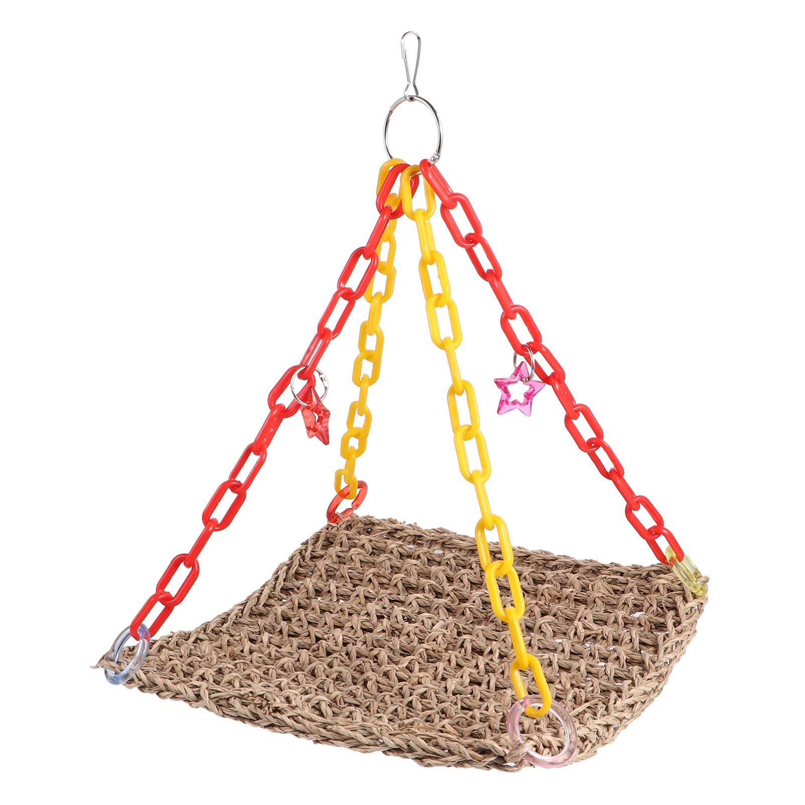 Toyvian Bird Swing Toys for Parrots - Chewable Hammock with Straw Weave Perch for Parakeets, Cockatiels, Macaws & Budgies | Cage Accessories for Play & Relaxation