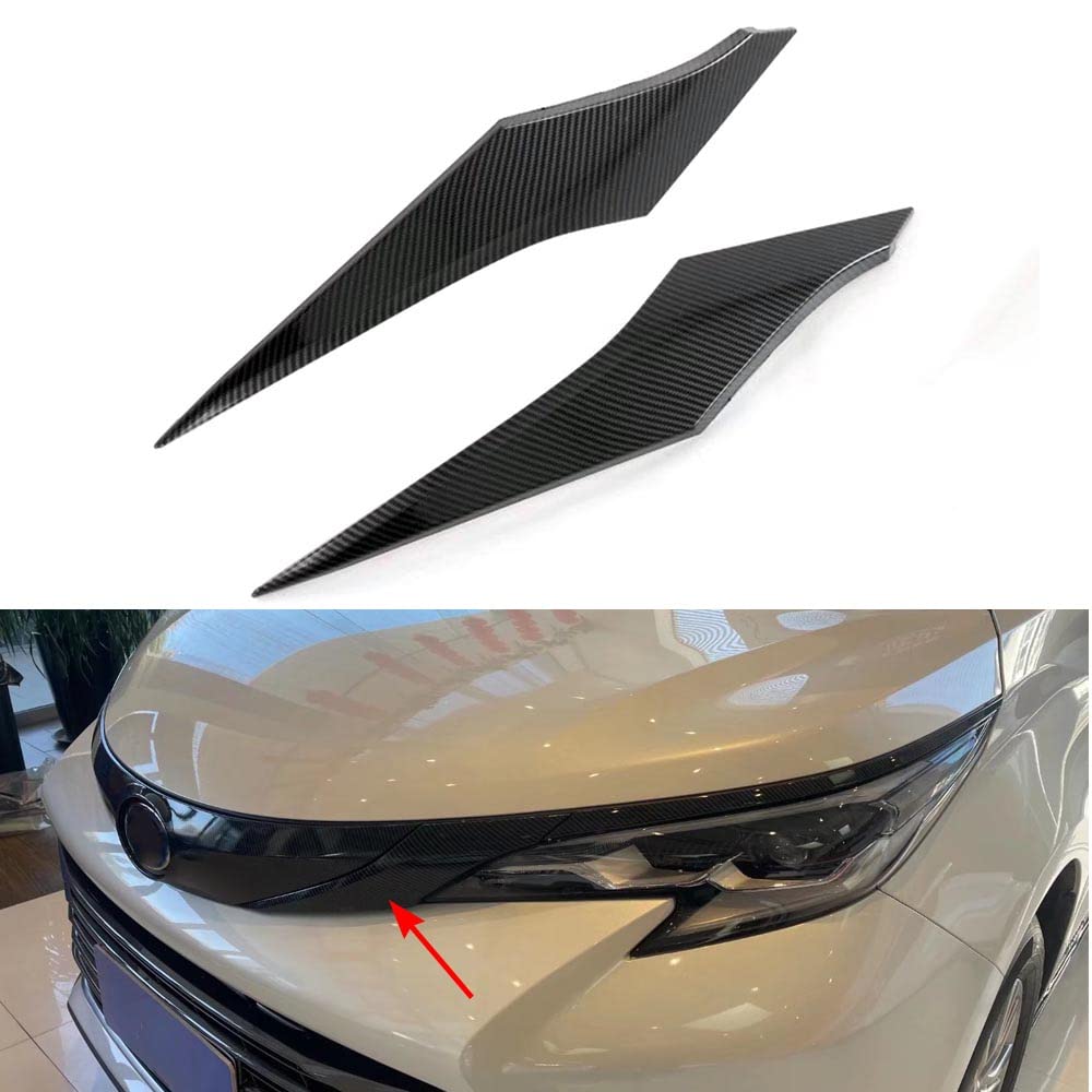 2PCS Carbon Fiber Front Grill Headlight Eyebrow Cover Trim for Toyota Sienna 2021-2023 | Decorative Car Exterior Accessories | Perfect for Customization & Style Upgrade