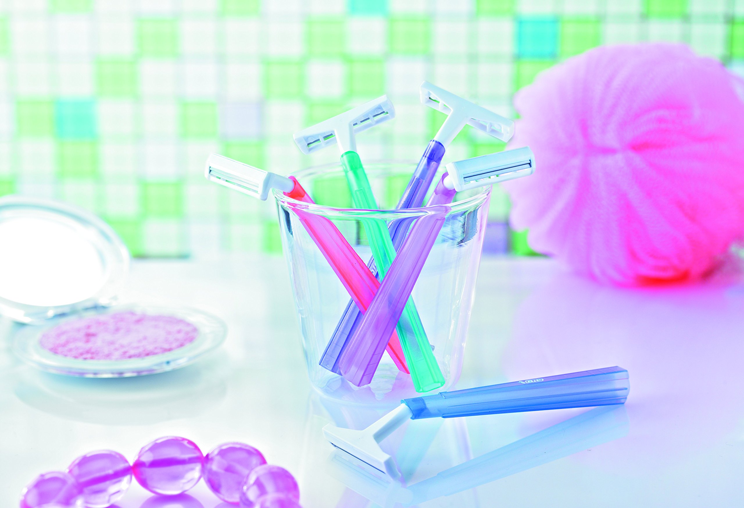 BIC Twin Lady Sensitive Razors - 15 Pack Disposable Razors with 2 Blades for Smooth & Precise Shave - Ideal for Sensitive Skin & Travel Use