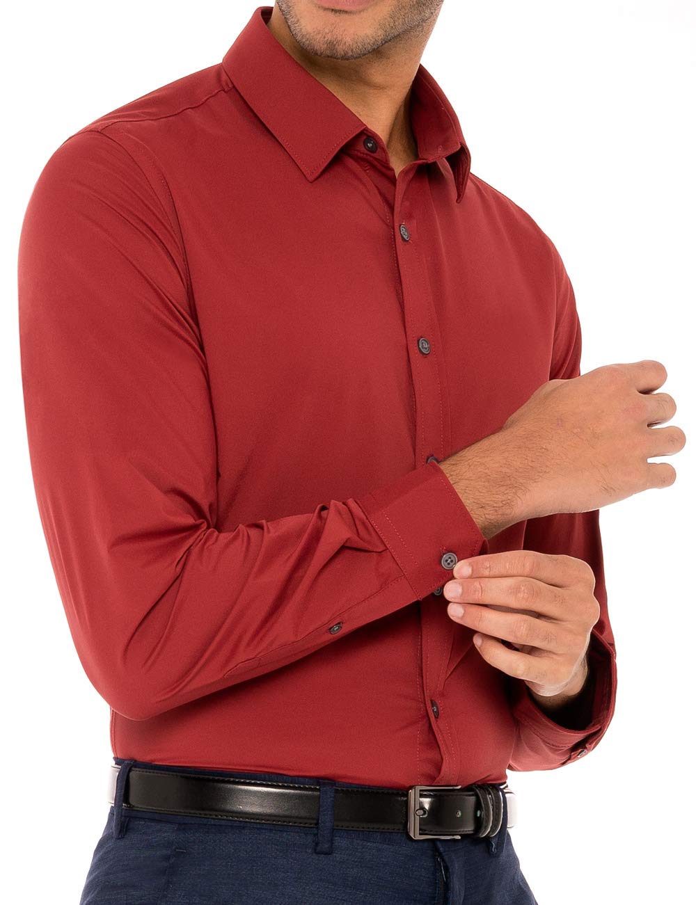 Performance Slim Fit Men's Dry Fit Button Down Dress Shirts - Moisture Wicking Business Casual & Office Wear Shirts for Professional Men
