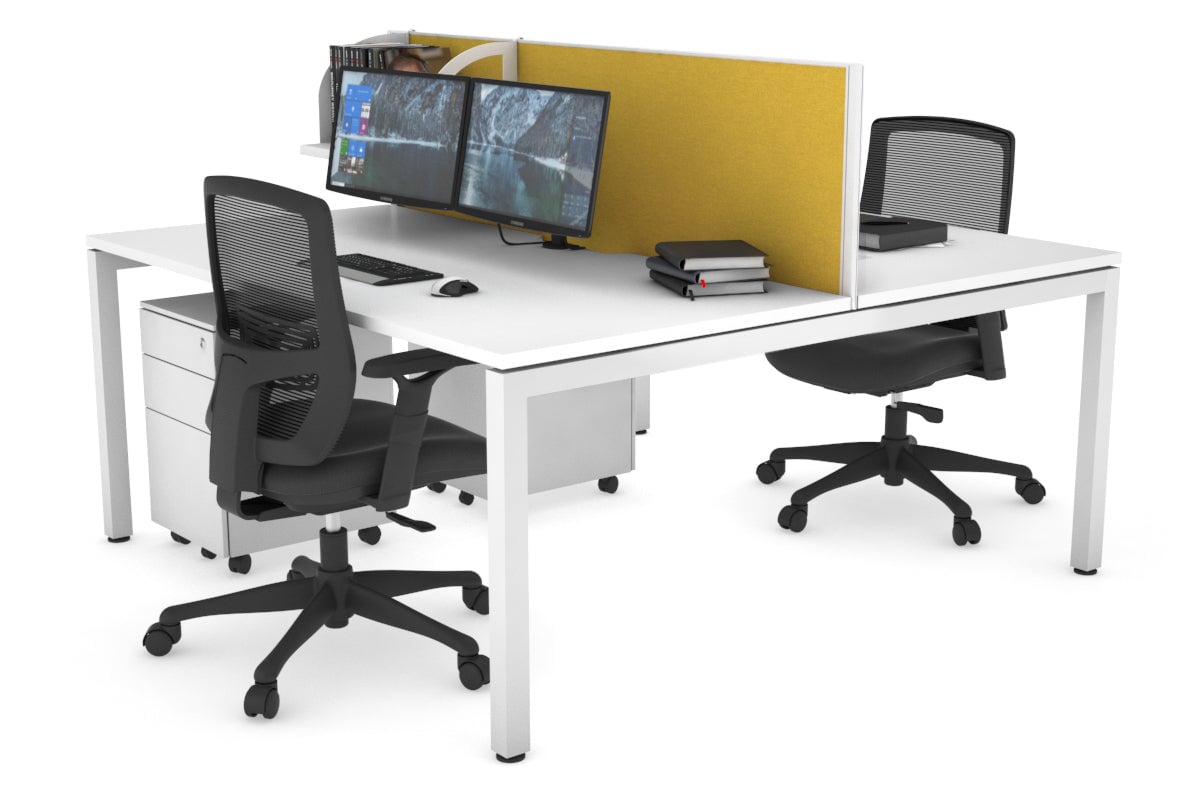 Quadro Square Legs 2 Person Office Workstation Desk - 1200L x 800W with Cable Management Scallop - Perfect for Shared Workspaces & Home Offices