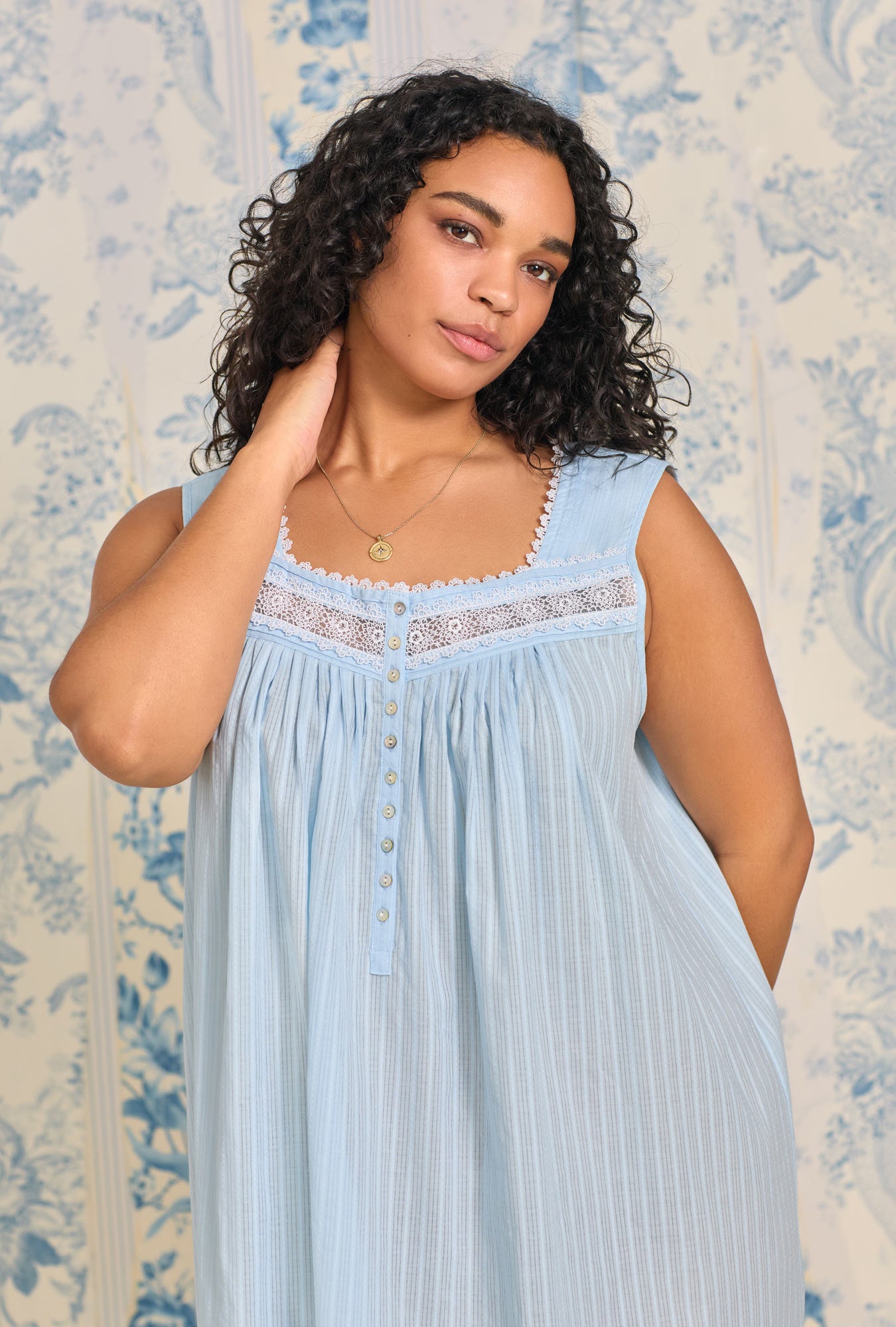 Eileen Dobby Striped Blue Gown - Elegant Long Sleeve Maxi Dress for Women | Perfect for Weddings, Parties & Special Occasions