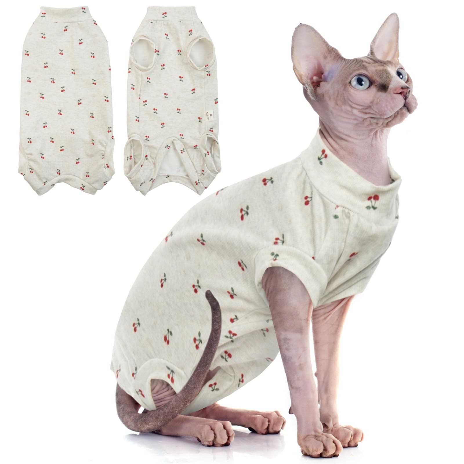 BRKURLEG Sphynx Cat Clothes - Breathable Hairless Cat Apparel, Cute Sleeveless Vest with Round Collar for Kittens - Beige Pet Pajamas & Belly Shirts | Perfect for Indoor Wear, Photo Shoots & Cold Weather