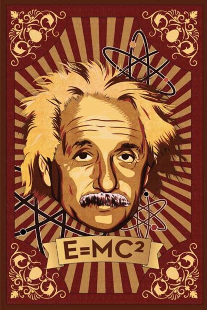 Einstein E=MC2 Poster Print - Vintage Science Wall Art Decor for Home, Office & Classroom - Physics Teacher Gift & Student Inspiration
