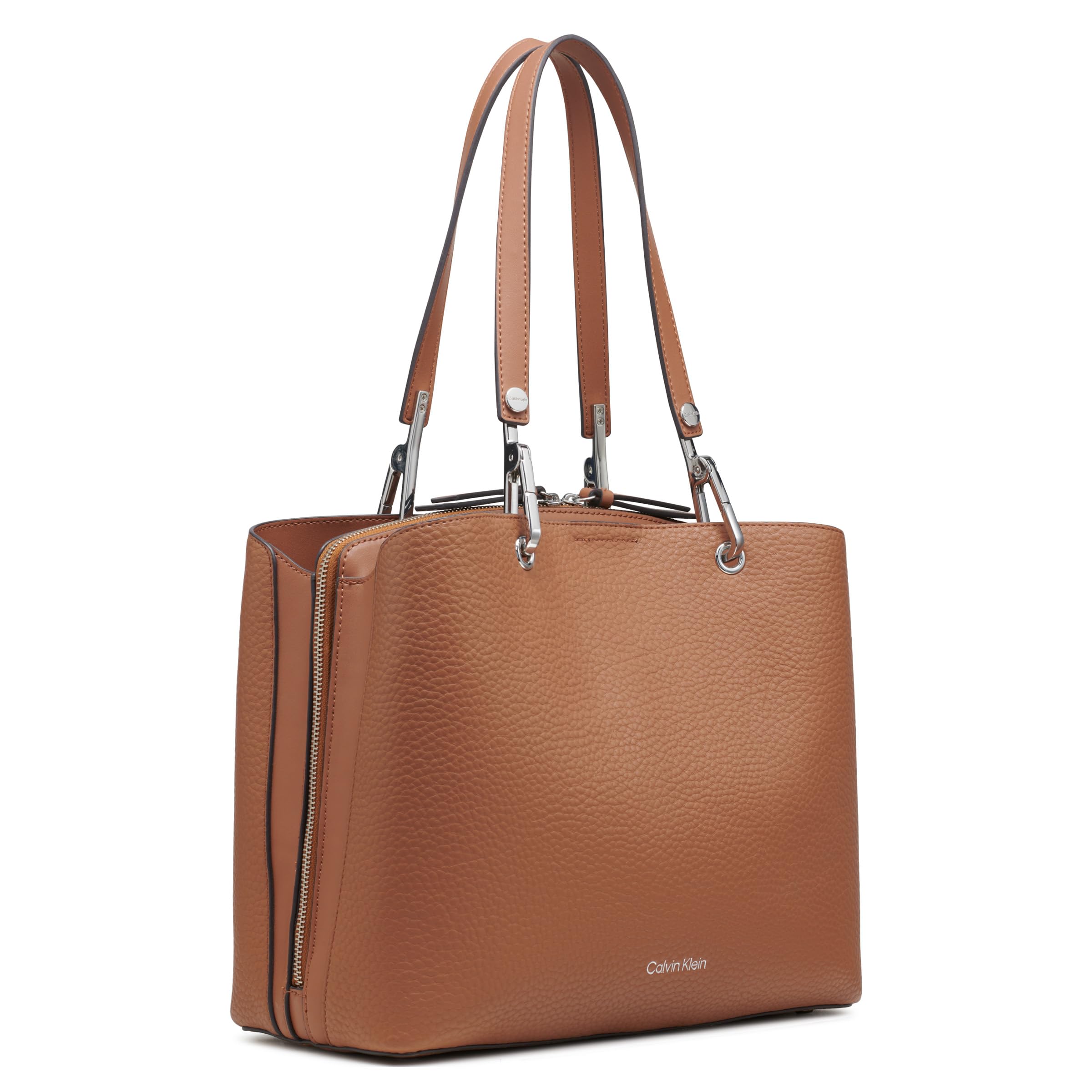 Calvin Klein Garnet Triple Compartment Tote Bag for Women - Stylish Leather Work Tote, Spacious Office Bag with Multiple Pockets - Perfect for Business, Travel & Daily Commute