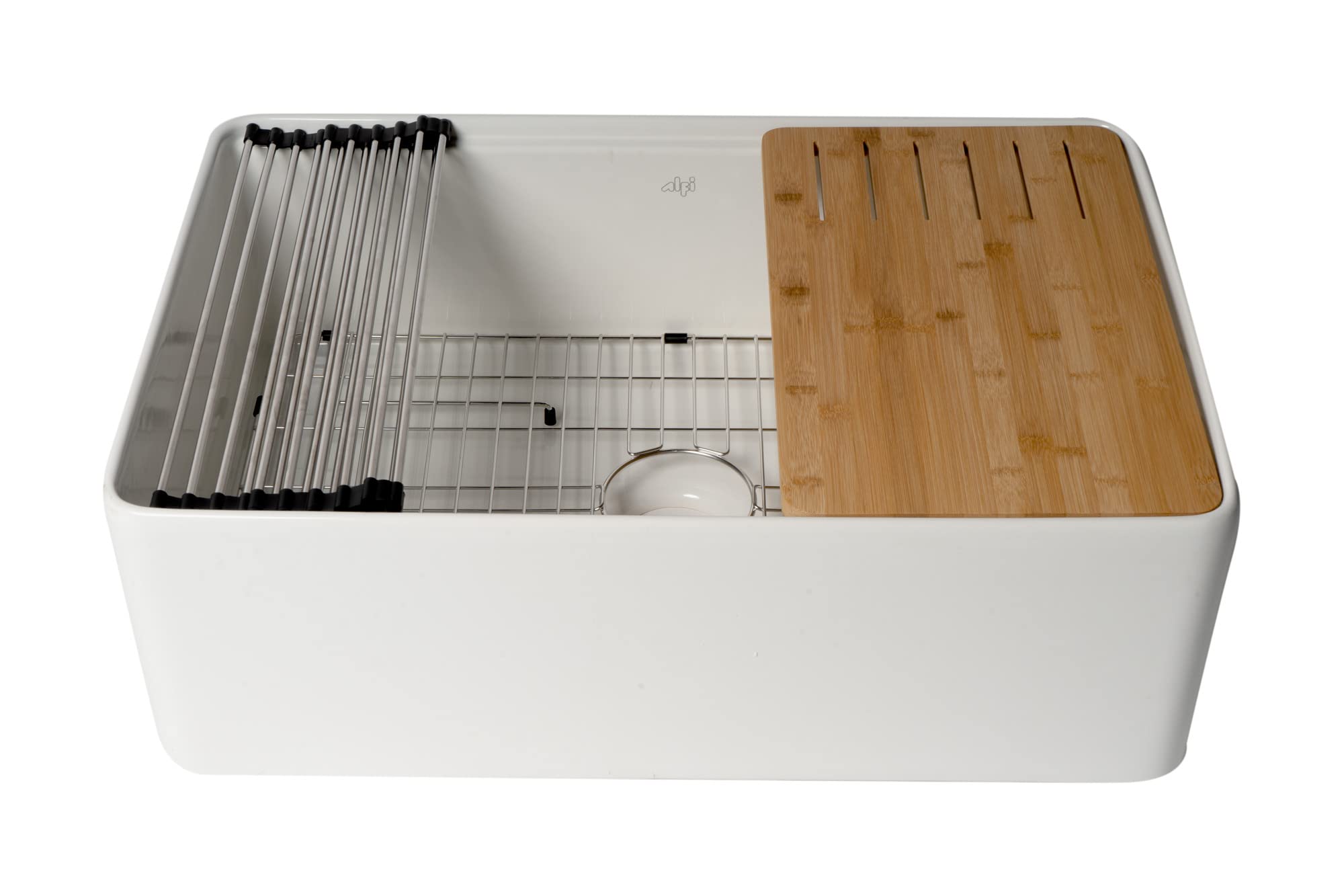 ALFI ABFS3020-W 30-Inch Undermount Kitchen Sink in White - Durable Stainless Steel for Modern Kitchens, Perfect for Cooking, Washing Dishes & Food Prep