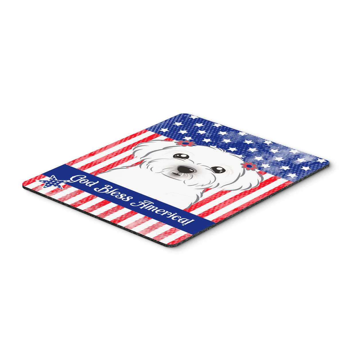 American Flag & Maltese Mouse Pad - Large Washable Non-Slip Desk Mat for Home Office, Gaming & Computer Work | Heat-Resistant Trivet & Hot Pad | USA Patriotic Office Decor
