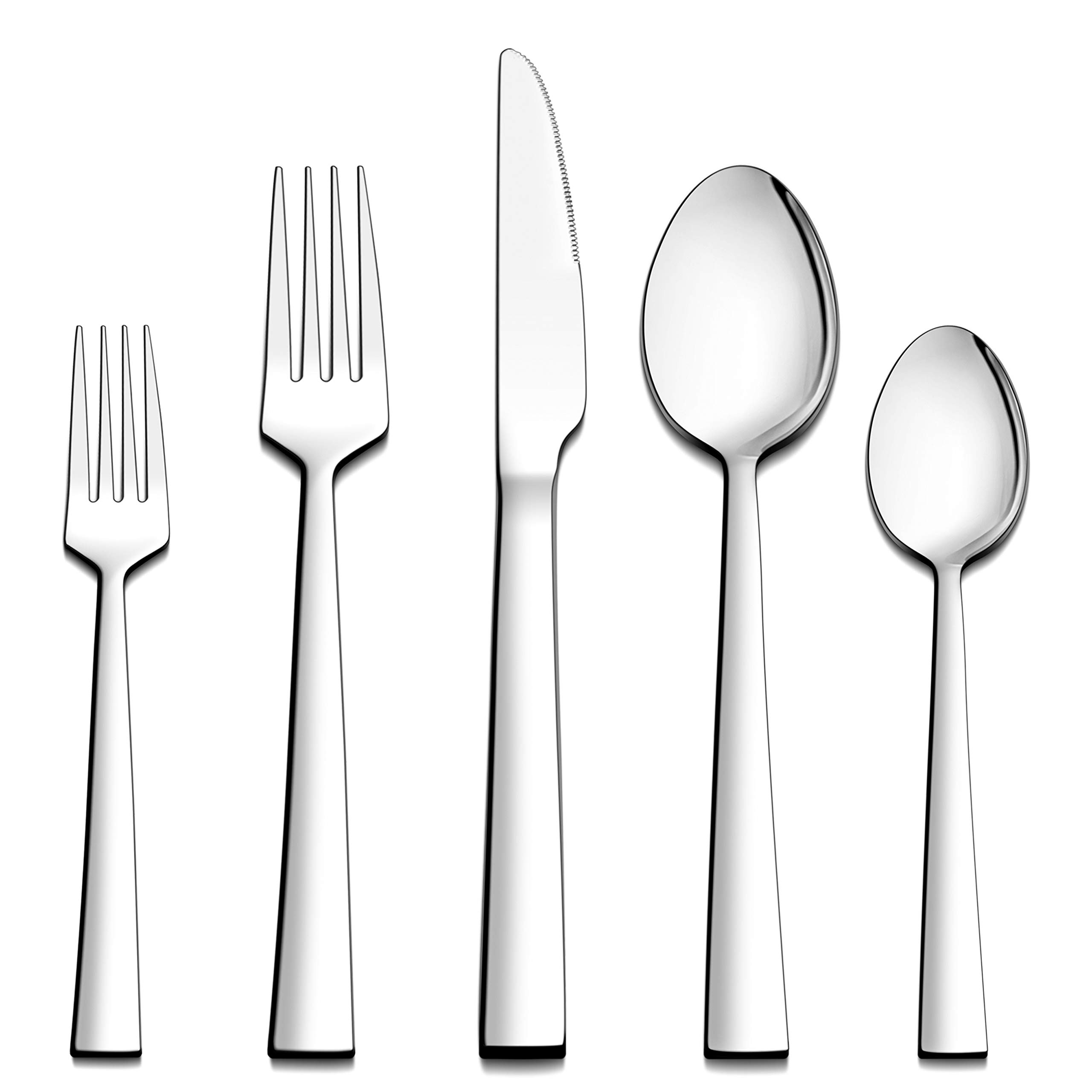 20-Piece Stainless Steel Silverware Set for 4 - Square Flatware Cutlery Set with Mirror Finish | Dishwasher Safe | Perfect for Dinner Parties, Restaurants & Everyday Dining
