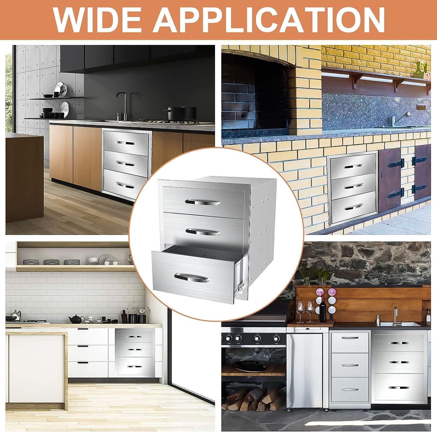 Premium 18W x 24H x 23D Inch Outdoor Kitchen Drawers - Waterproof BBQ Island Storage Cabinet for Patio Grill Stations | Durable Weather-Resistant Design for Backyard, Poolside & Outdoor Entertaining | Perfect for Grilling, Cooking & Party Storage