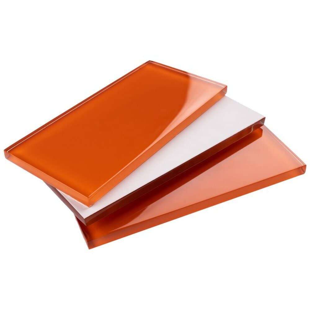 Glossy Orange Subway Glass Wall Tiles - Waterproof Bathroom & Kitchen Backsplash - Modern Accent Wall Decor for Home, Restaurant, and Commercial Spaces