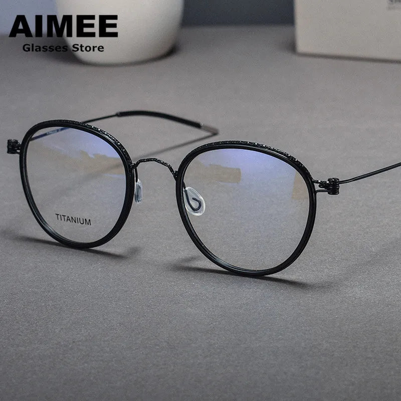 Aimee Unisex Full Rim Oval Titanium Acetate Eyeglasses 4622 - Lightweight & Durable Frame for Men & Women - Perfect for Reading, Working & Daily Wear