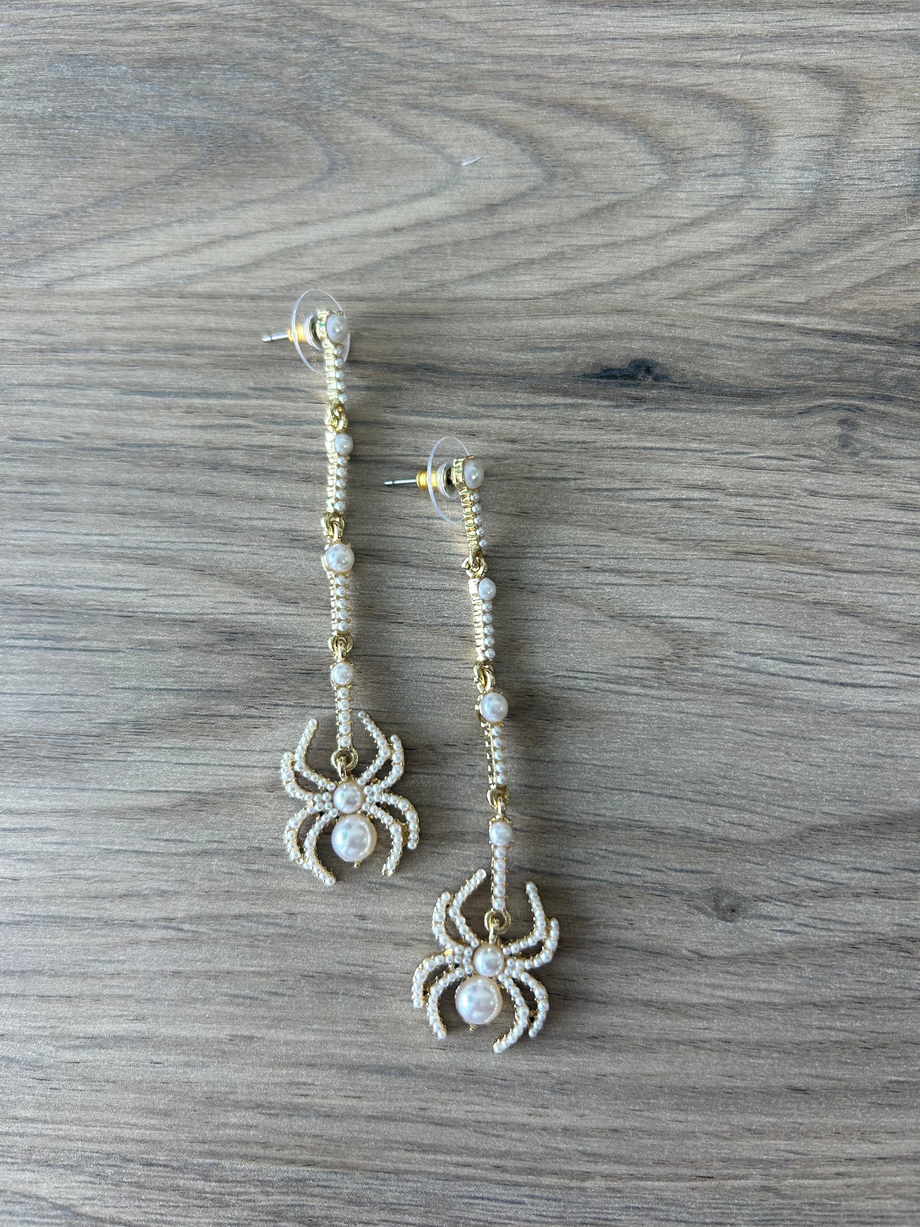 Jane Marie Spider Earrings - Gothic Halloween Jewelry for Women, Sterling Silver Spider Web Dangle Earrings - Perfect for Halloween Costumes, Cosplay, and Gothic Fashion