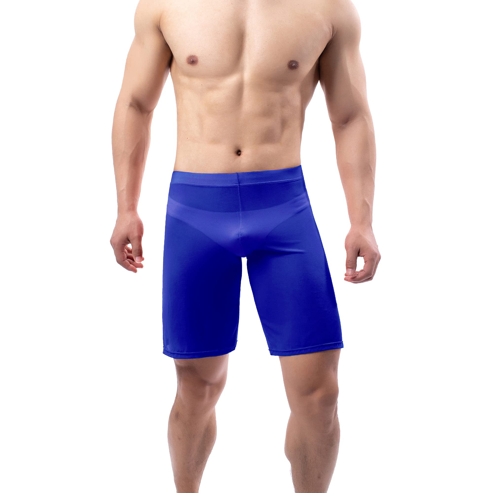 QiaTi Men's Mesh Boxer Shorts - Breathable See-Through Loose Lounge Underwear & Pajama Shorts for Sleepwear, Gym, and Summer Comfort