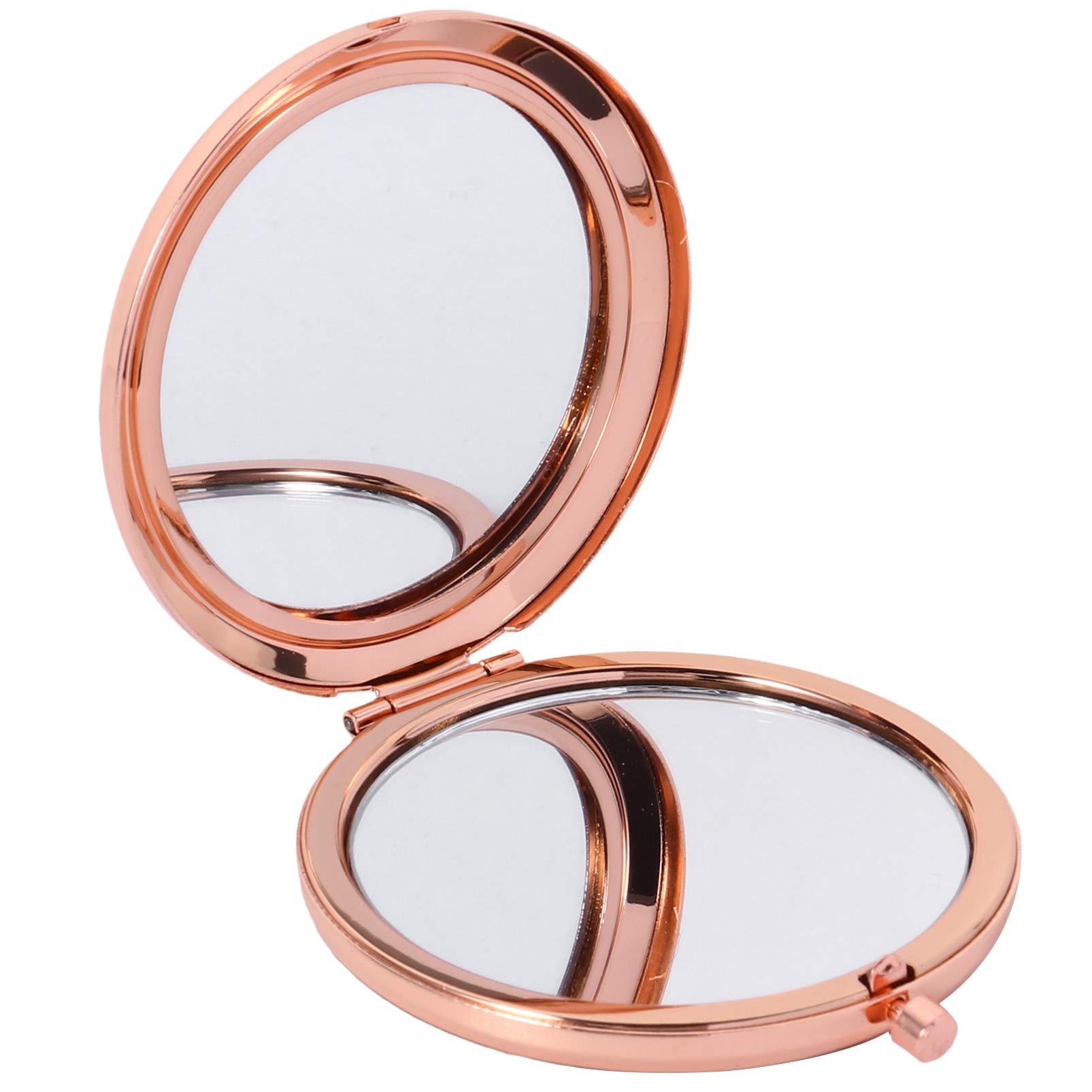1pc Double Sided Folding Mirror - Pocket-Size Handheld Cosmetic Mirror with Metal Frame | Compact & Travel-Friendly | Perfect for Makeup, Travel, and On-the-Go Touch Ups