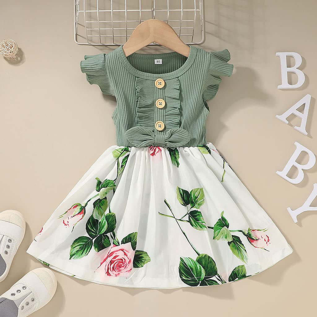 VINUOKER Toddler Girl Summer Floral Dress - Baby Girls Sundress with Ruffles, Casual Playwear for Beach, Party & Outdoor Activities