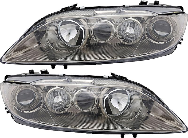 Mazda 6 Headlights Replacement Set - Compatible with 2003 2004 2005 Models - Halogen Headlamp Assembly for Driver & Passenger Side - Perfect for Night Driving and Foggy Conditions