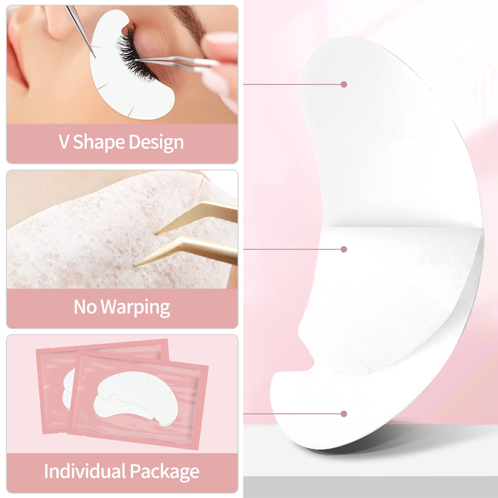 Arqumi 100 Pairs Eyelash Extension Pads - Breathable Under Eye Gel Collagen Patches for Lash Extensions & Eye Care | Lint-Free, Individually Wrapped | Perfect for Salon Professionals & At-Home Lash Treatments