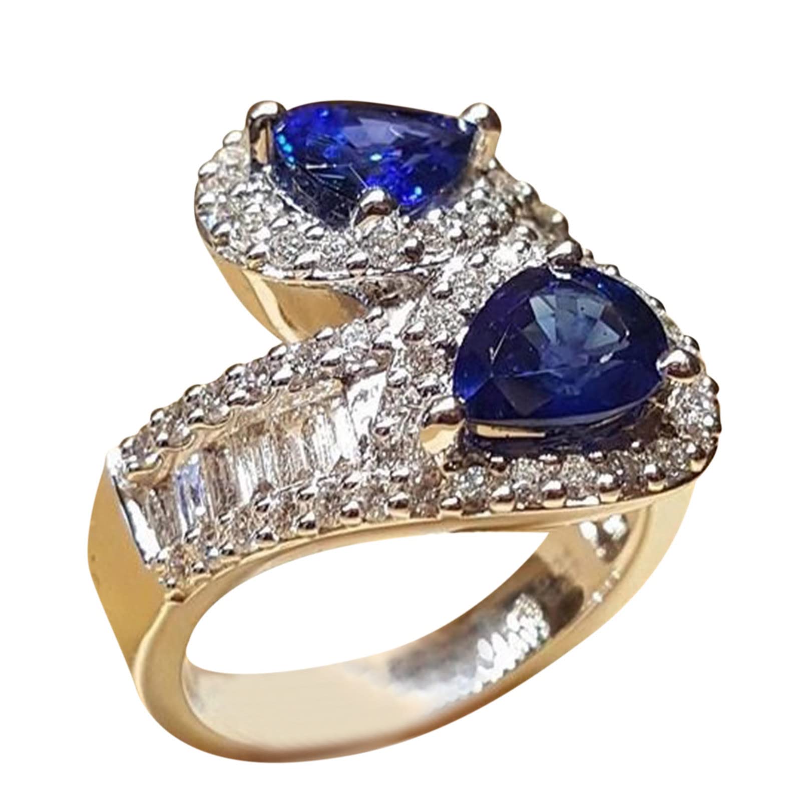 Handmade Luxury Drop Wedding Ring for Women - Non-Gold Engagement Jewelry with Water Gift Box | Perfect for Proposals, Anniversaries & Special Occasions
