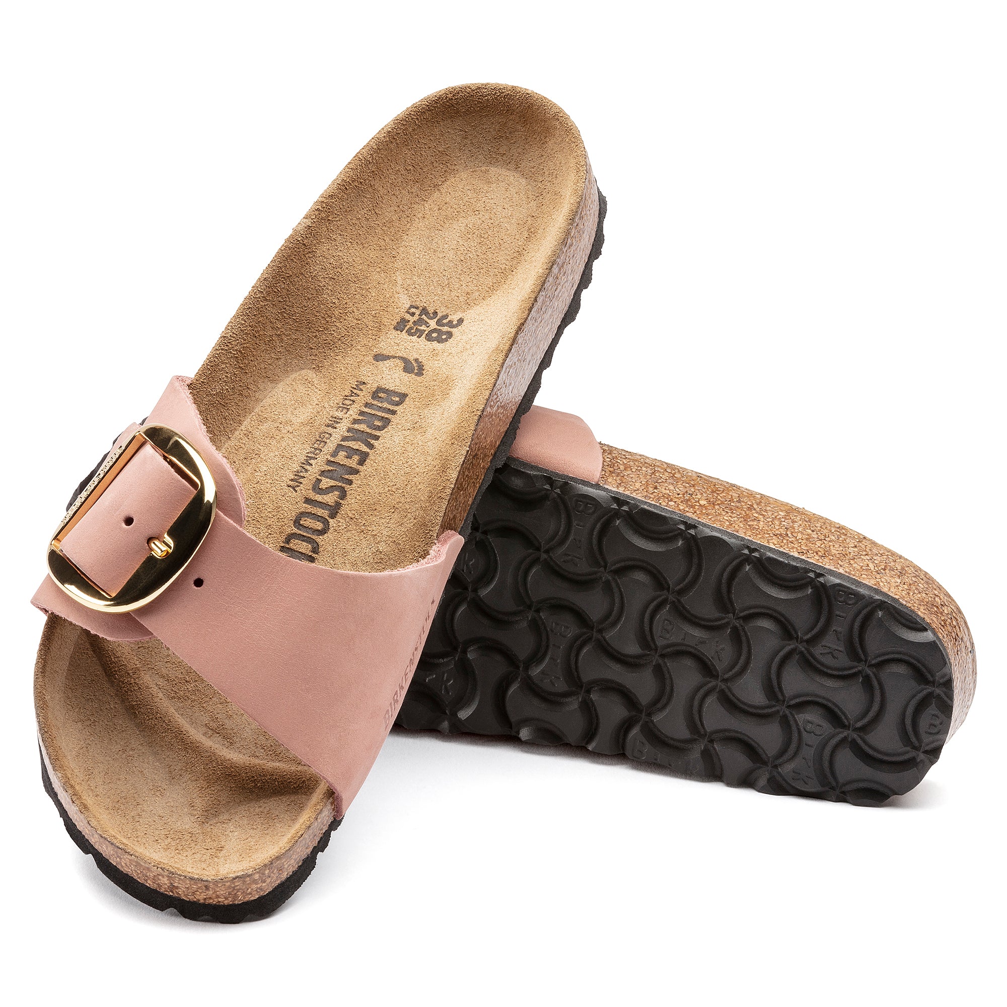 Birkenstock Madrid Big Buckle Sandals - Soft Nubuck Leather in Old Rose | Comfortable Women's Slides for Casual Wear, Beach & Summer Outfits