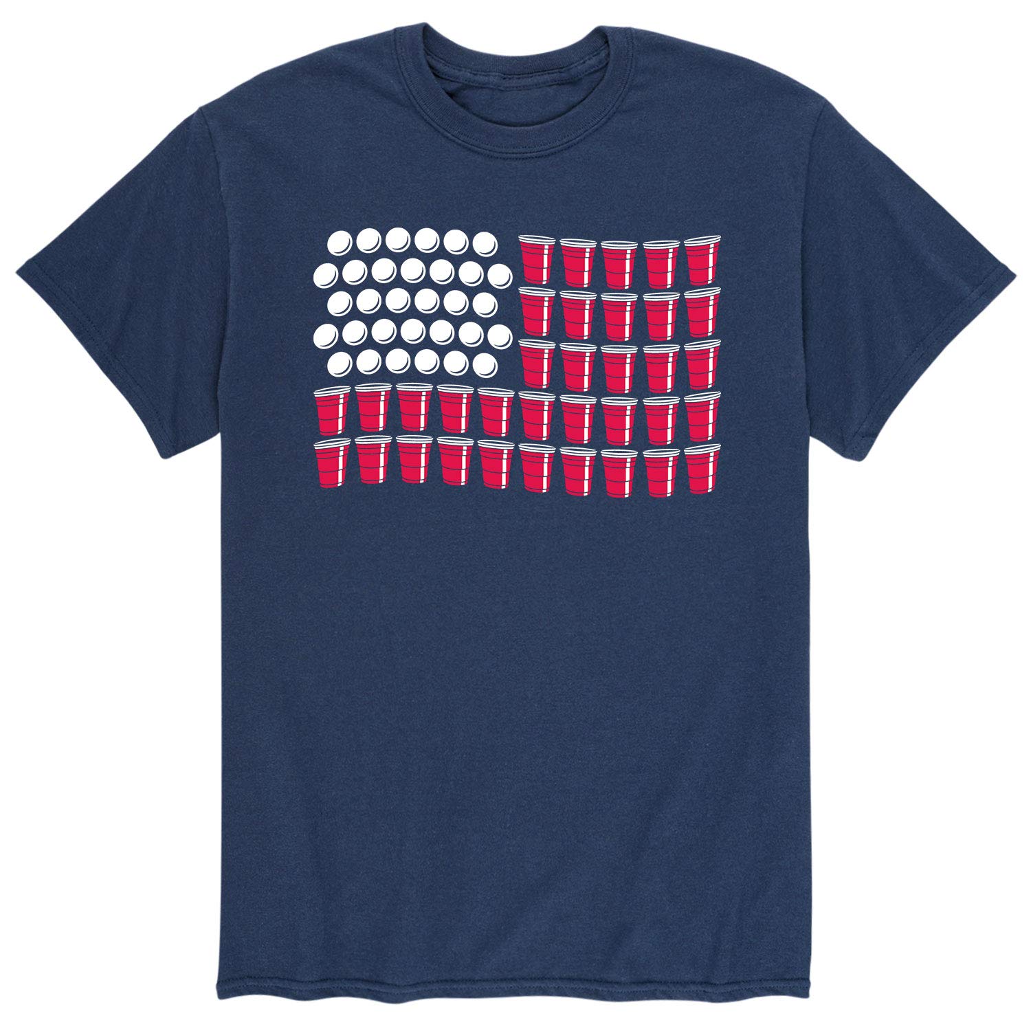 USA Flag Red Cups & Beer Pong Balls Design - Patriotic Men's Short Sleeve Graphic T-Shirt | Perfect for 4th of July Parties, Tailgating & College Events