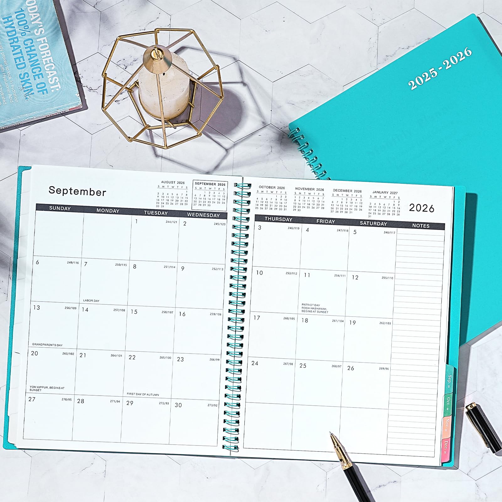 2025-2026 Monthly Planner with Twin-Wire Binding | July 2025 - December 2026 Academic Calendar | Includes Pockets, Contacts & Password Sections | Colorful Tabs & Waterproof Cover | 9