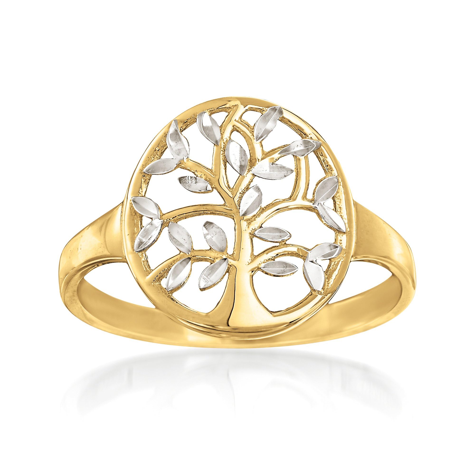 Ross-Simons 14kt Two-Tone Gold Tree of Life Cut-Out Ring - Size 8 | Elegant Jewelry for Women, Perfect Gift for Anniversary, Birthday & Special Occasions