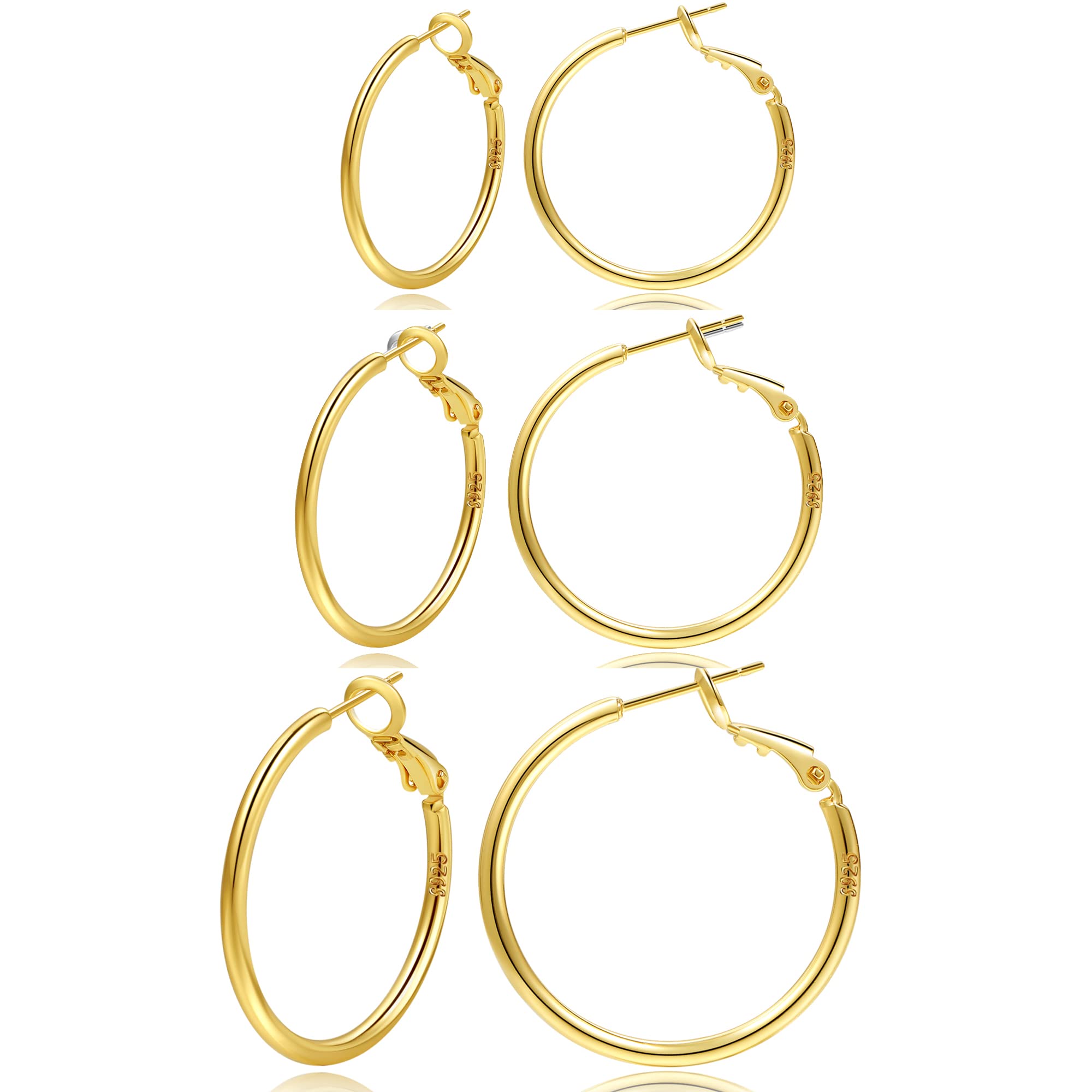 2mm Sterling Silver & Gold Filled Large Hoop Earrings for Women & Girls - Hypoallergenic Circle Endless Thin Oversize Hoops (20/30/40/50/60/70mm) - Perfect for Everyday Wear, Parties & Special Occasions