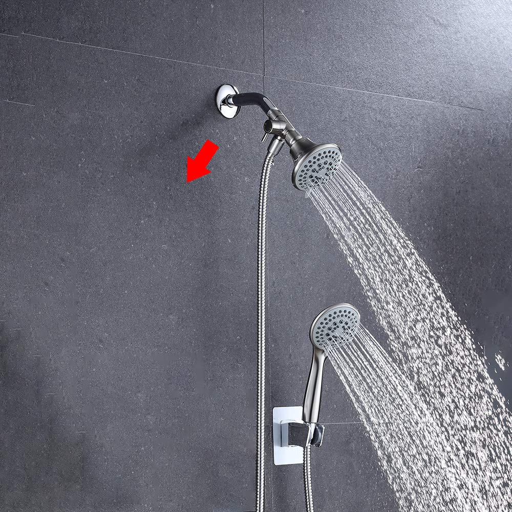 3-Way Shower Diverter Valve - Brushed Nickel Shower Head Adapter with Shut Off Function | Replacement Splitter for Shower Arm & Handheld Attachment | Perfect for Bathroom Renovation & Multi-Function Shower Systems