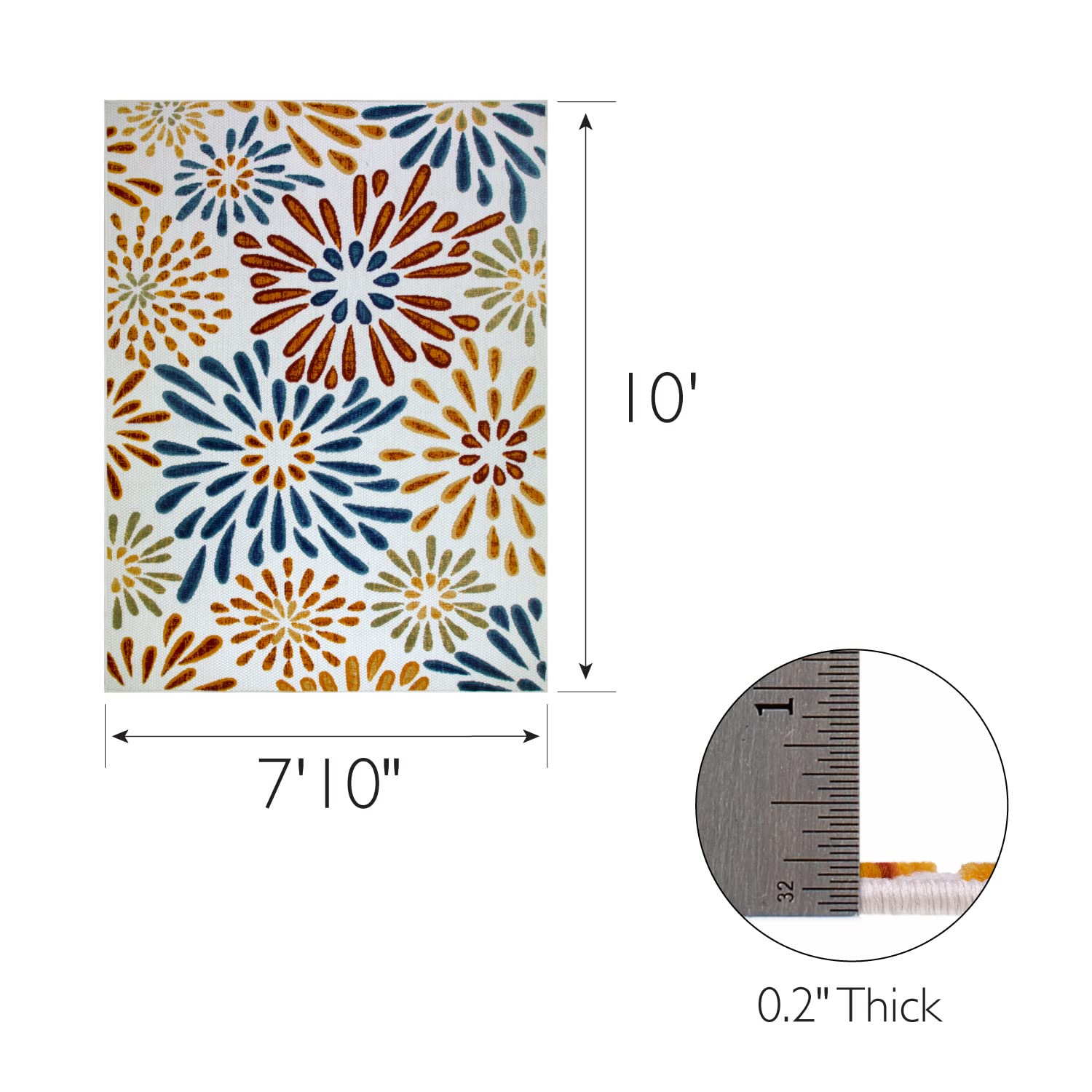 Leick Home 595439 Modern Floral Area Rug - 7'10