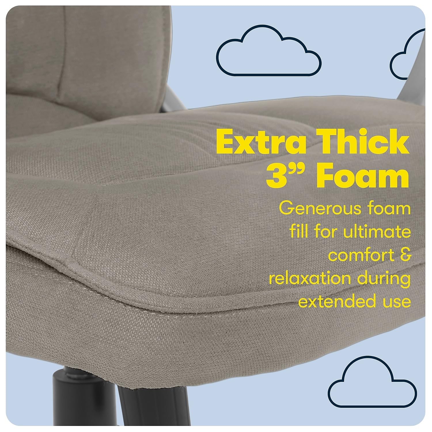 Serta Ergonomic Executive Office Chair with Contoured Lumbar Support - Layered Body Pillows & Microfiber Upholstery - Black Base & Grey/Silver Fabric - Perfect for Home Office, Gaming & Workspaces