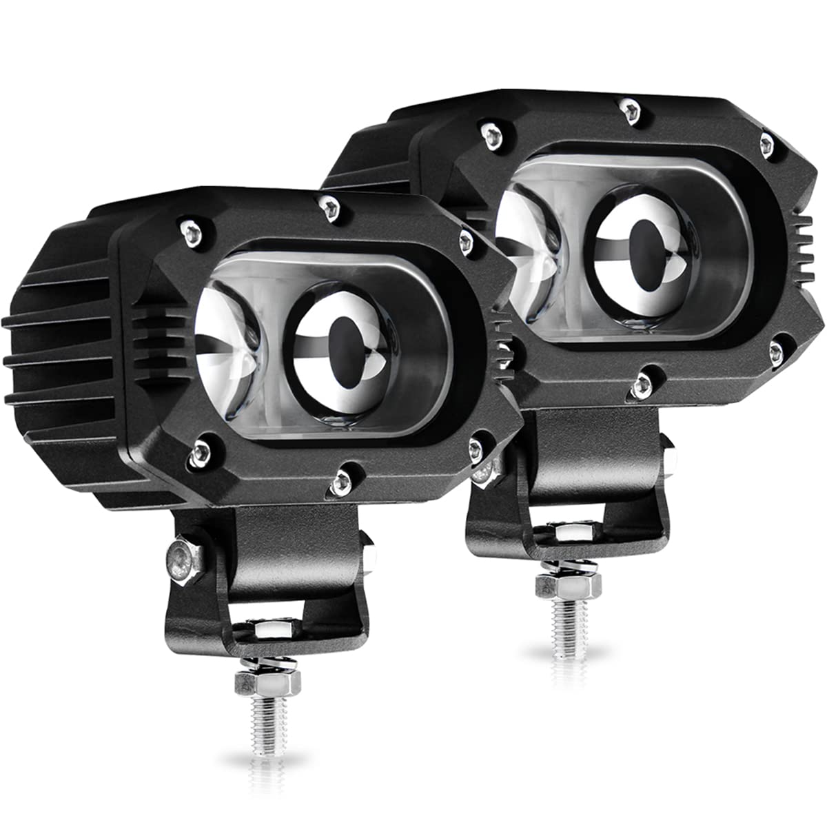 UNI-SHINE 2 Pack 4 Inch LED Pod Lights - Waterproof Off-Road Spot Driving Lights for Motorcycle, Truck, ATV, UTV, SUV & Boat - Durable Cube Lights for Night Driving, Camping & Outdoor Adventures