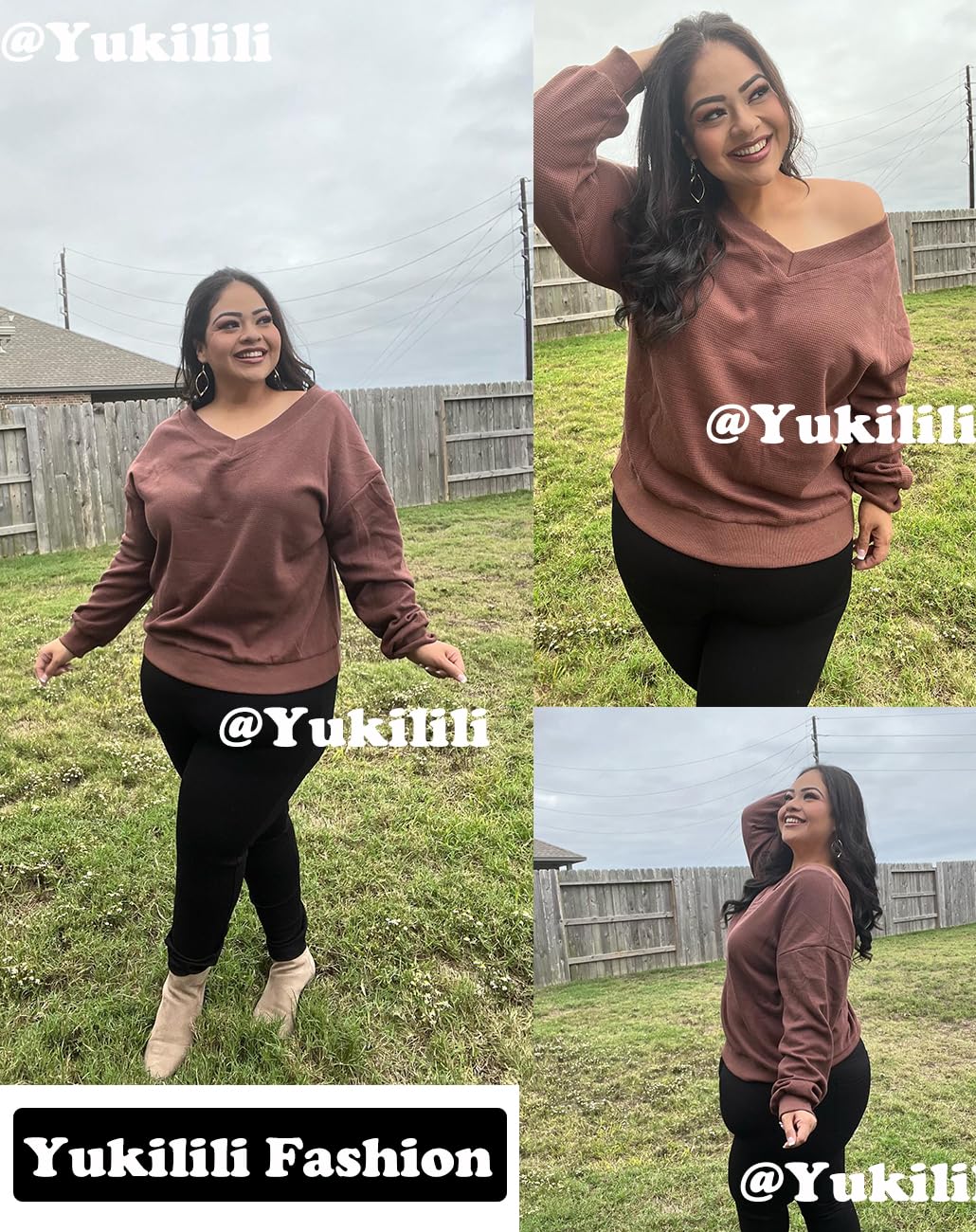 Plus Size Women's Long Sleeve Waffle Knit V-Neck Pullover Sweater Tops 1X-5X - Cozy Fall & Winter Layering for Casual Outfits & Office Wear