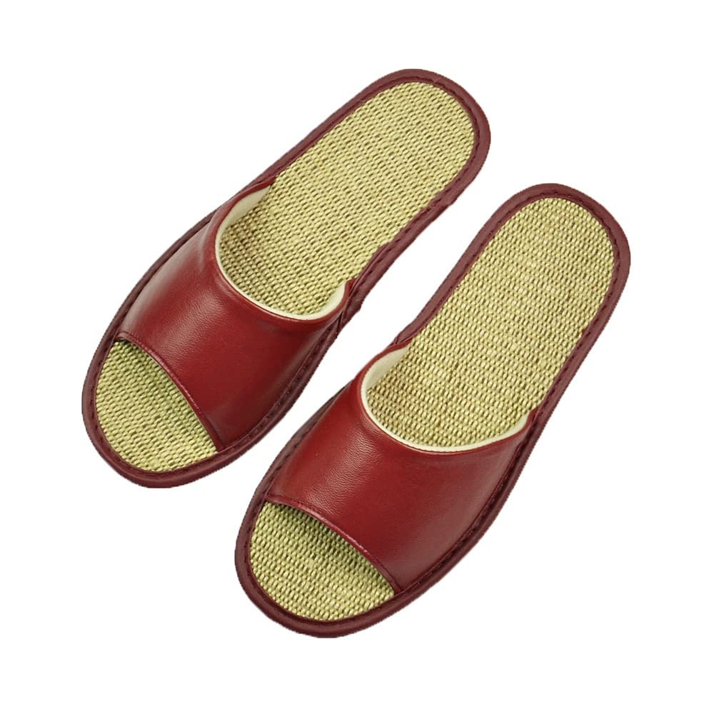Soft Leather Slippers for Men & Women - Comfortable Indoor House Shoes with Non-Slip Sole - Cozy Couple Slippers in Red (Size 35-36) - Perfect for Home, Spa & Relaxation