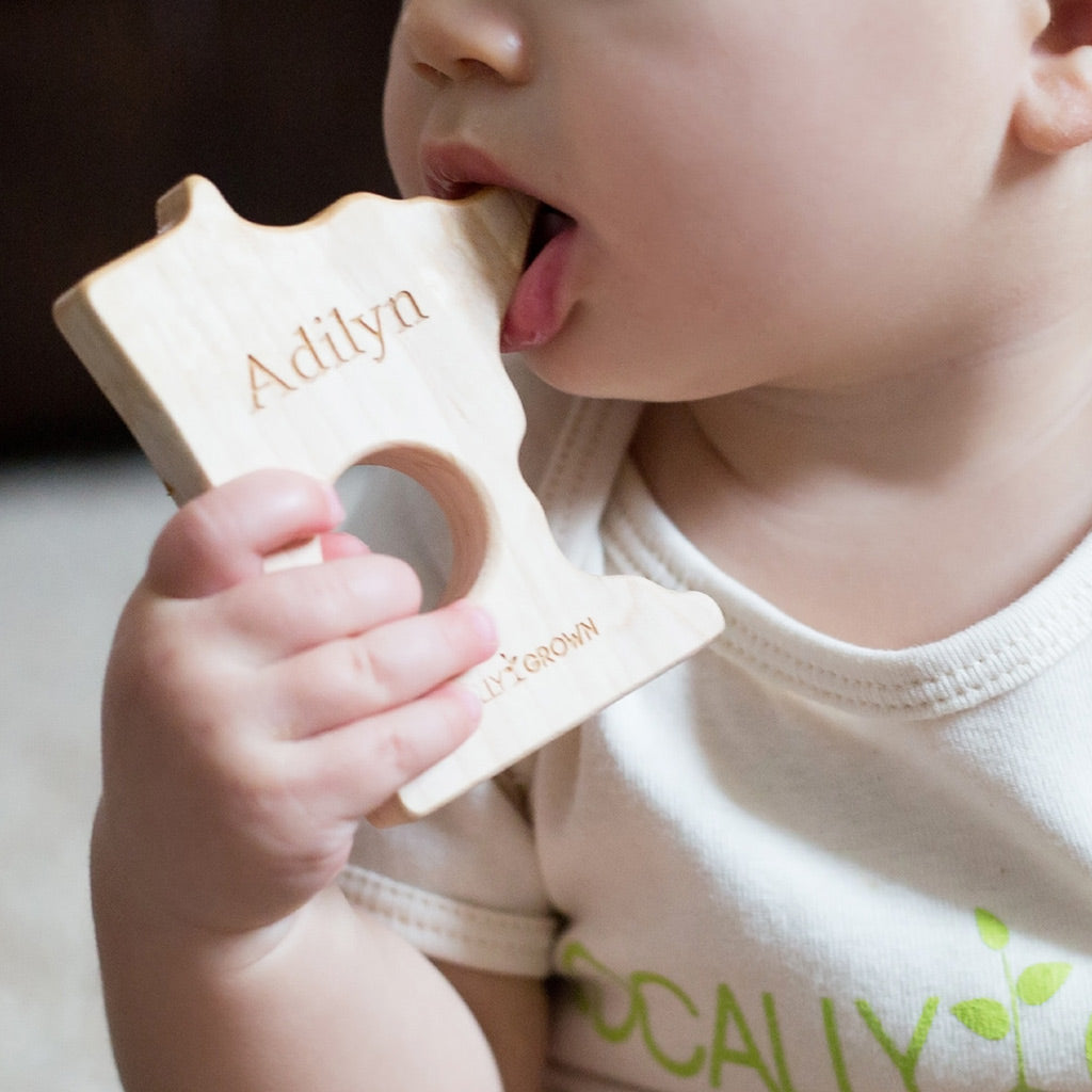 Organic Heart-Shaped Wooden Teether for Babies - Natural & Safe Teething Toy for Infants - Perfect for Soothing Sore Gums at Home or On-the-Go