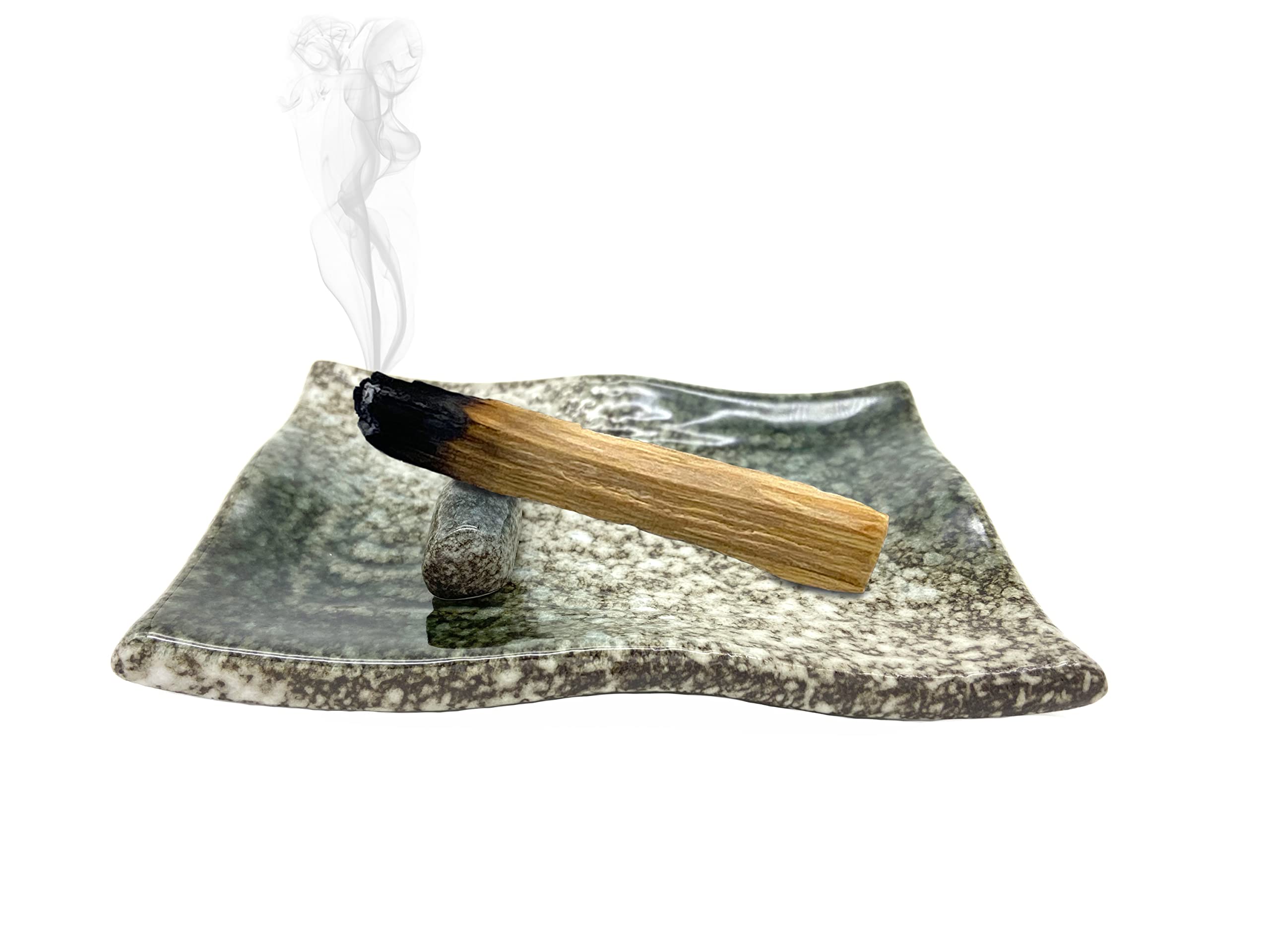 TOBOHU Rectangle Ceramic Palo Santo Holder - Incense Burner for Palo Santo Sticks & Wood - Aromatherapy Essential Oil Diffuser - Perfect for Meditation, Yoga, Relaxation and Spiritual Cleansing Rituals