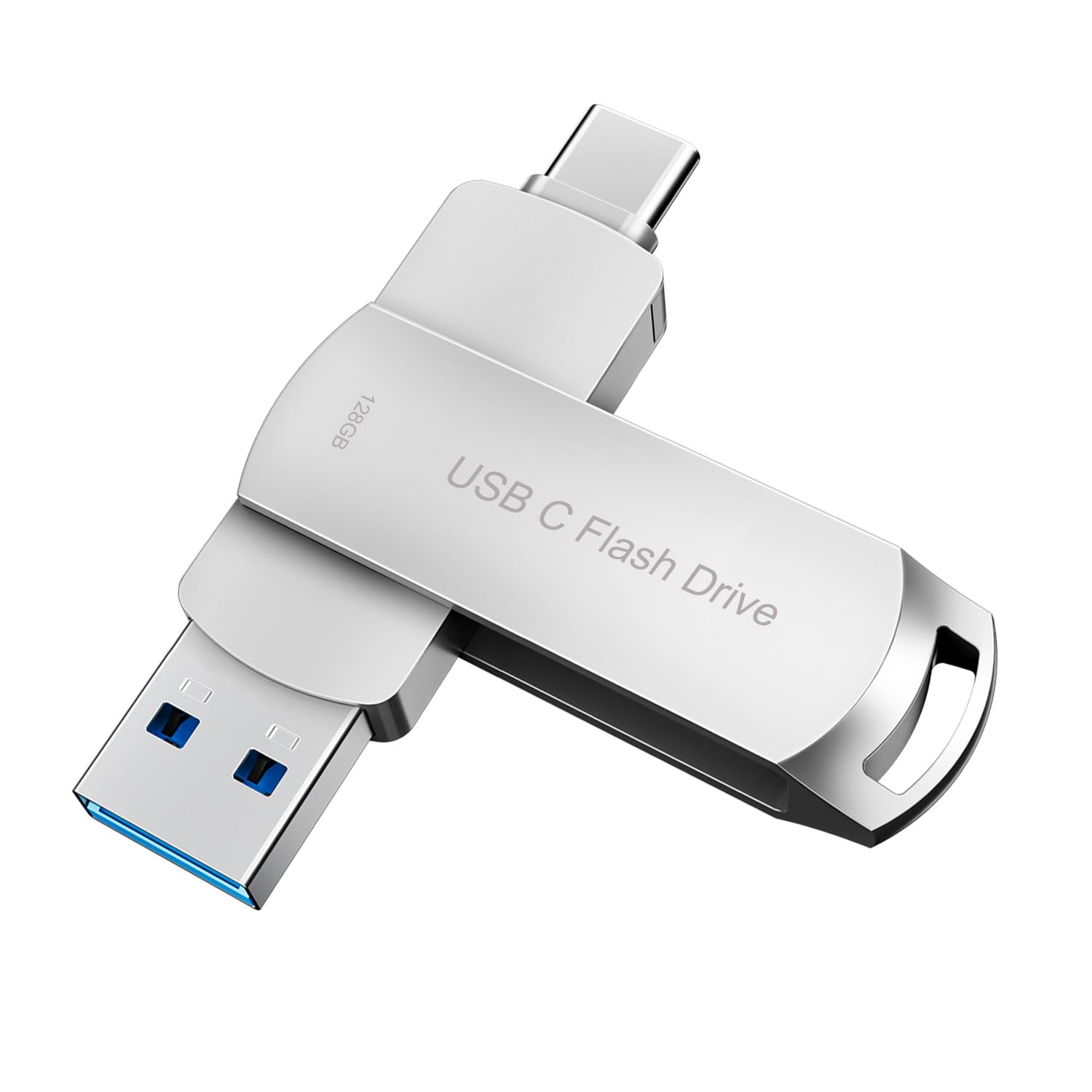 DEZOBYTE 128GB USB C Flash Drive for Android Phone, iPad & Computer - High-Speed External Data Storage Thumb Drive with Photo Backup (Silver) - Perfect for Travel, Office & School File Transfer