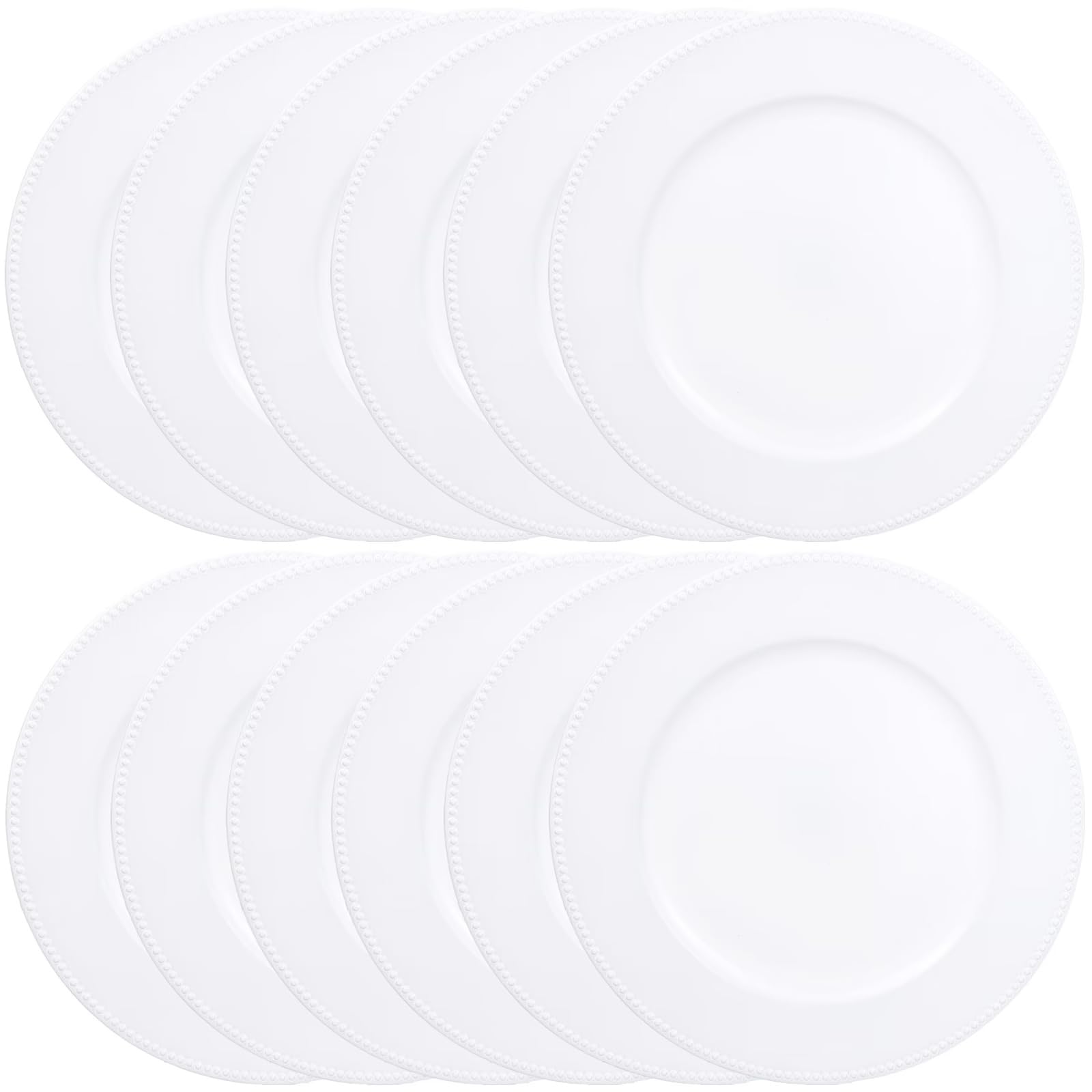 12-Pack White Beaded Charger Plates - 13