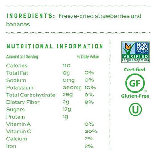 Karen's Naturals Just Strawberries 'N Bananas - 2oz All Natural Freeze Dried Fruit Snacks | Vegan, Gluten Free, No Additives, No Preservatives, No Added Sugar | Perfect for Lunchboxes, Hiking, Travel & Healthy On-the-Go Snacking