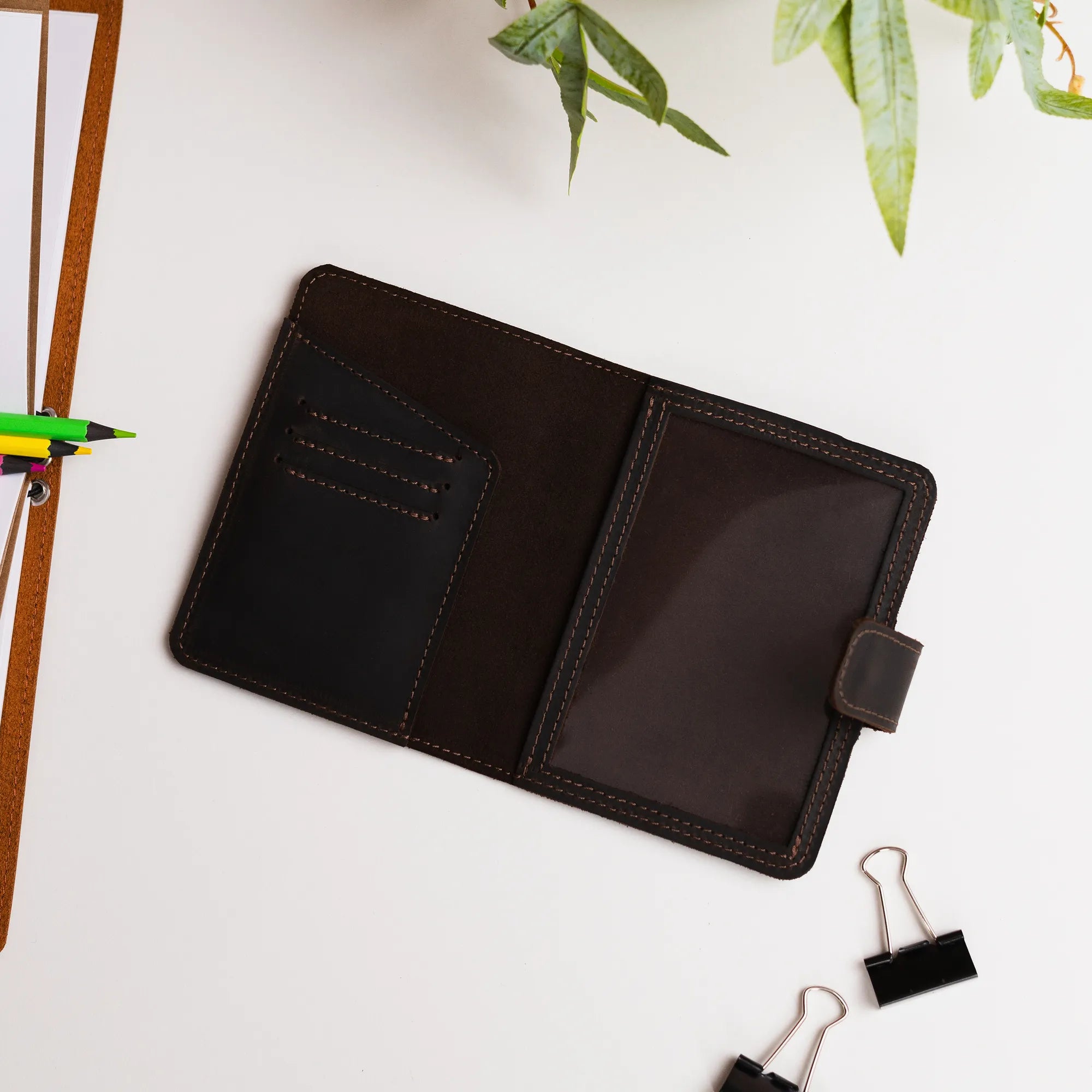 Genuine Leather Passport Holder Wallet - RFID Blocking Travel Organizer for Men & Women - Perfect for Airports, Business Trips, and International Travel