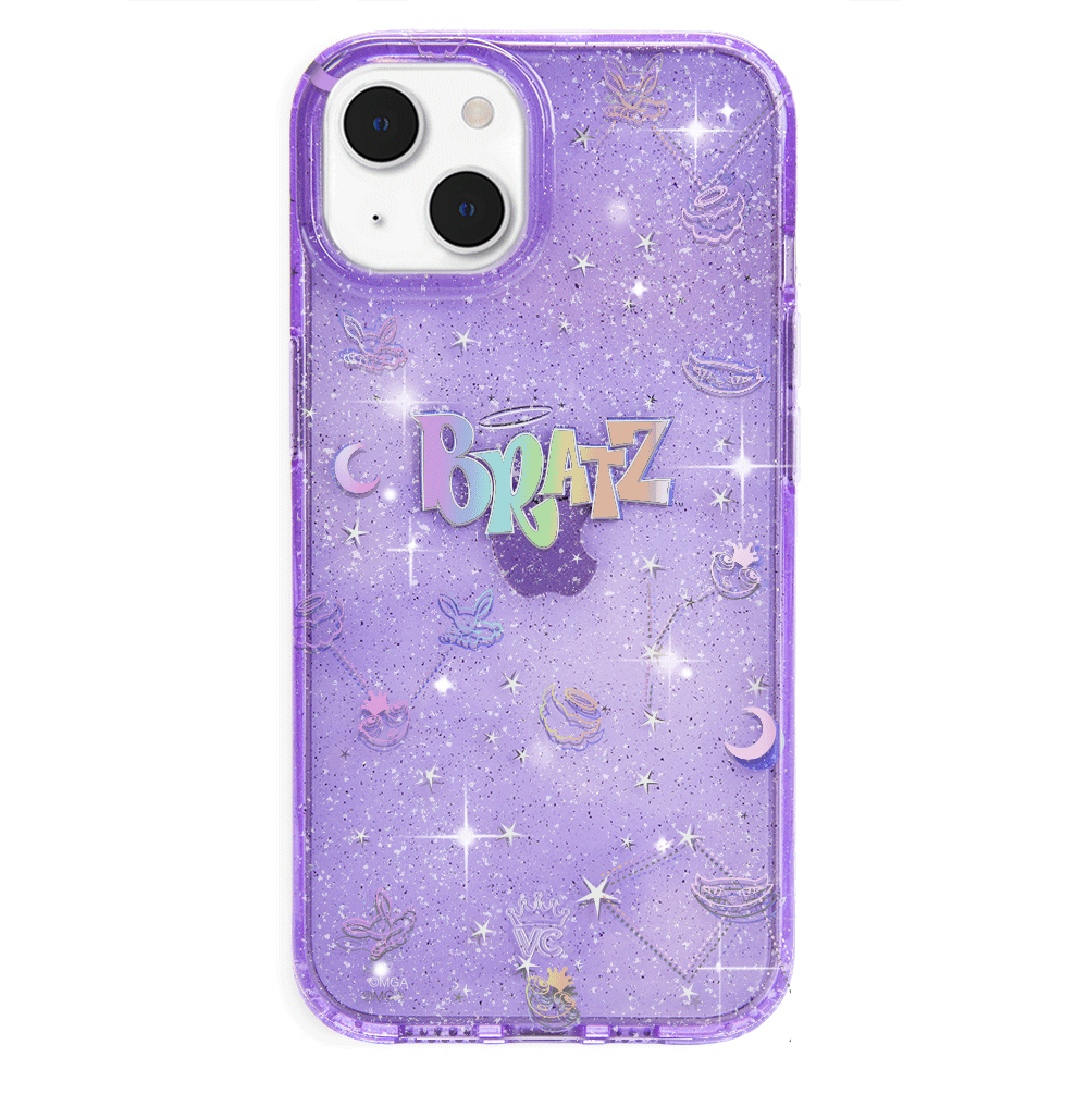 Bratz Celestial Glitter iPhone Case - Trendy Protective Phone Cover for iPhone 13/14/15 - Sparkly Glam Design for Girls & Teens - Perfect for School, Parties & Everyday Use