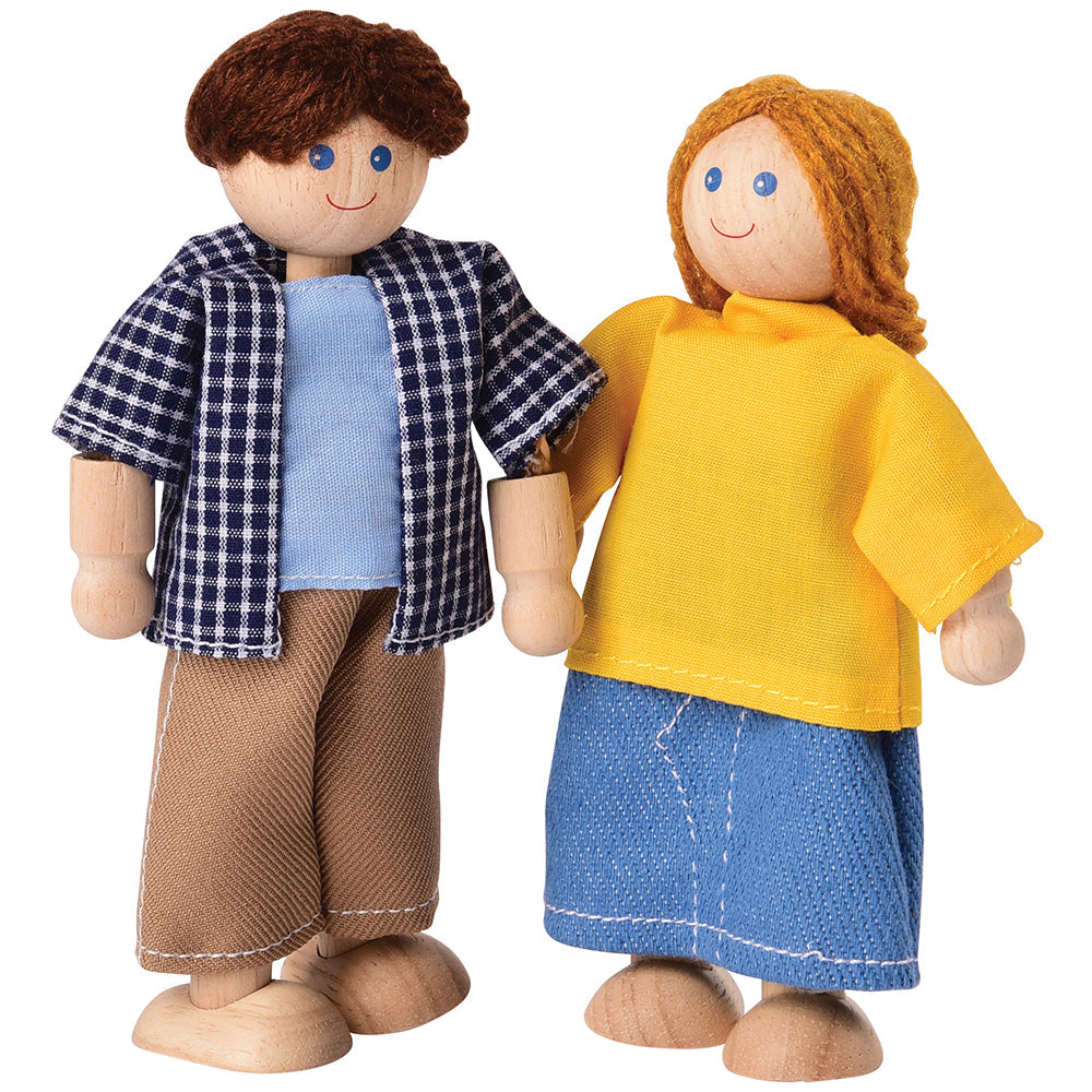 Posable Light Skin Family Wooden Dolls - 4 Piece Set for Kids Pretend Play, Dollhouse, and Educational Role Playing Games | Perfect for Home, Classroom, and Playroom Activities