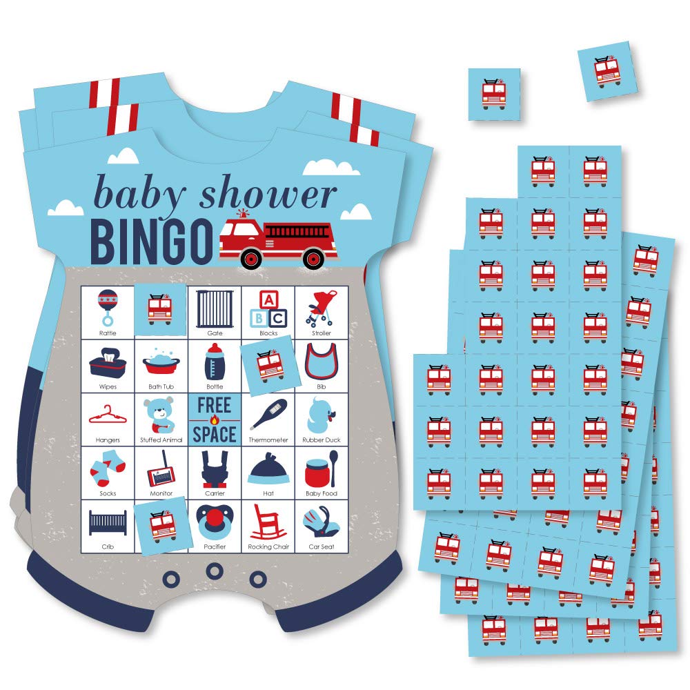 Big Dot of Happiness Fired Up Fire Truck Bingo Game Set - 18 Picture Bingo Cards with Markers for Firetruck-Themed Baby Showers & Kids Birthday Parties - Fun Firefighter Party Game for Children