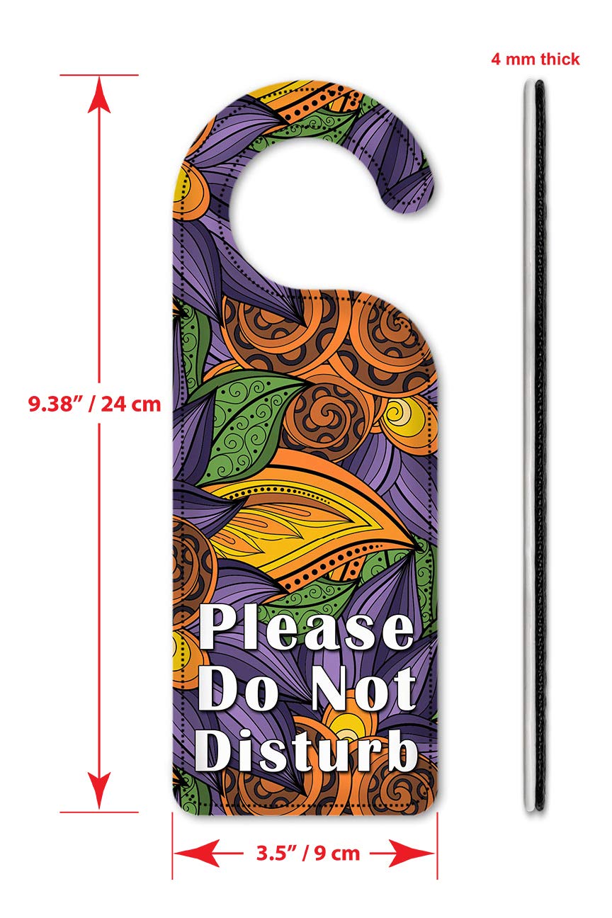 Art Plates Do Not Disturb Door Knob Hanger Sign - Orange & Purple Floral Design | Perfect for Hotels, Bedrooms & Privacy Spaces