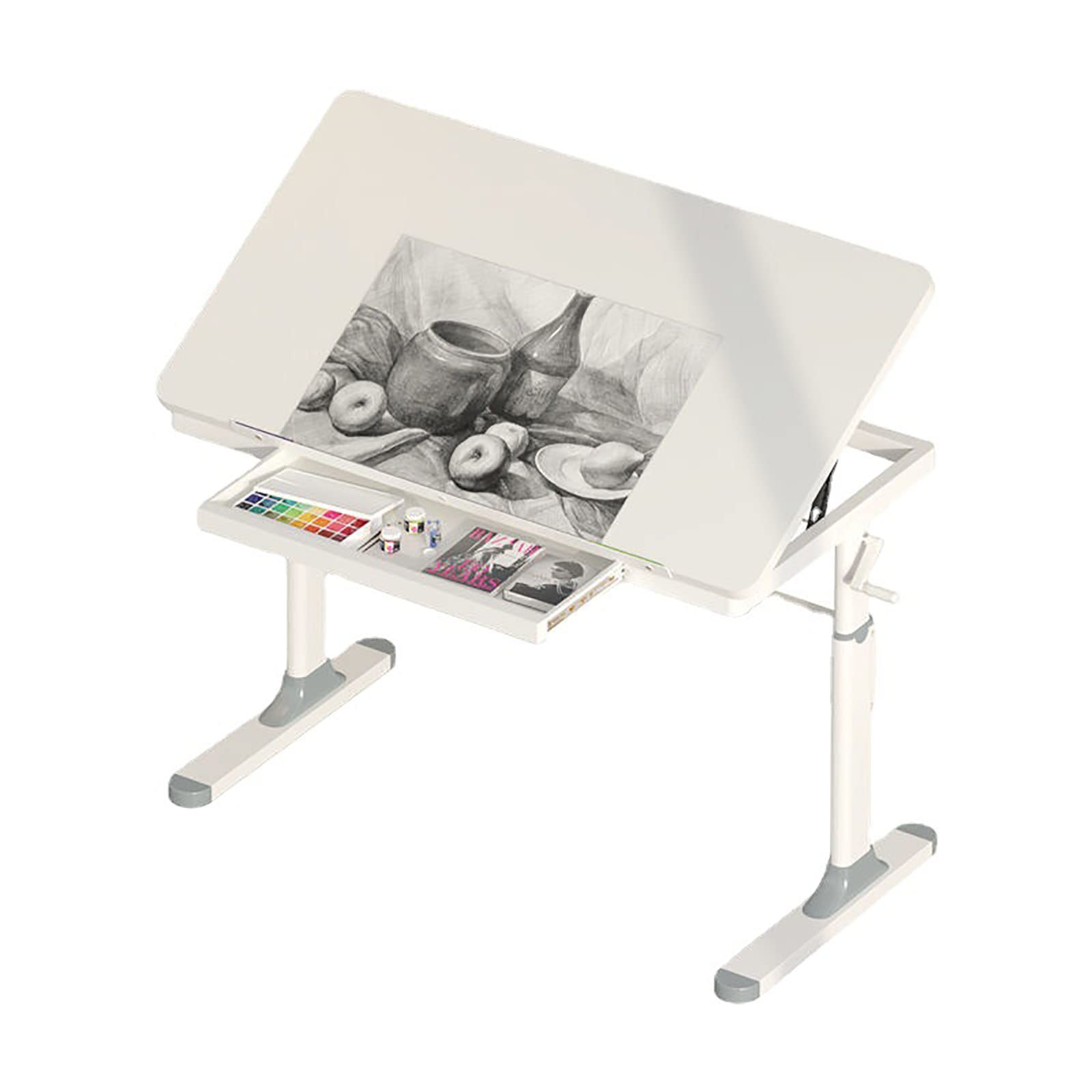 Adjustable Height Drafting Table with Tilting Surface - Artist Drawing Desk & Craft Table for Studio Painting, Writing, Reading, and Work - Perfect for Home Office, Art Studio, and Creative Workspaces