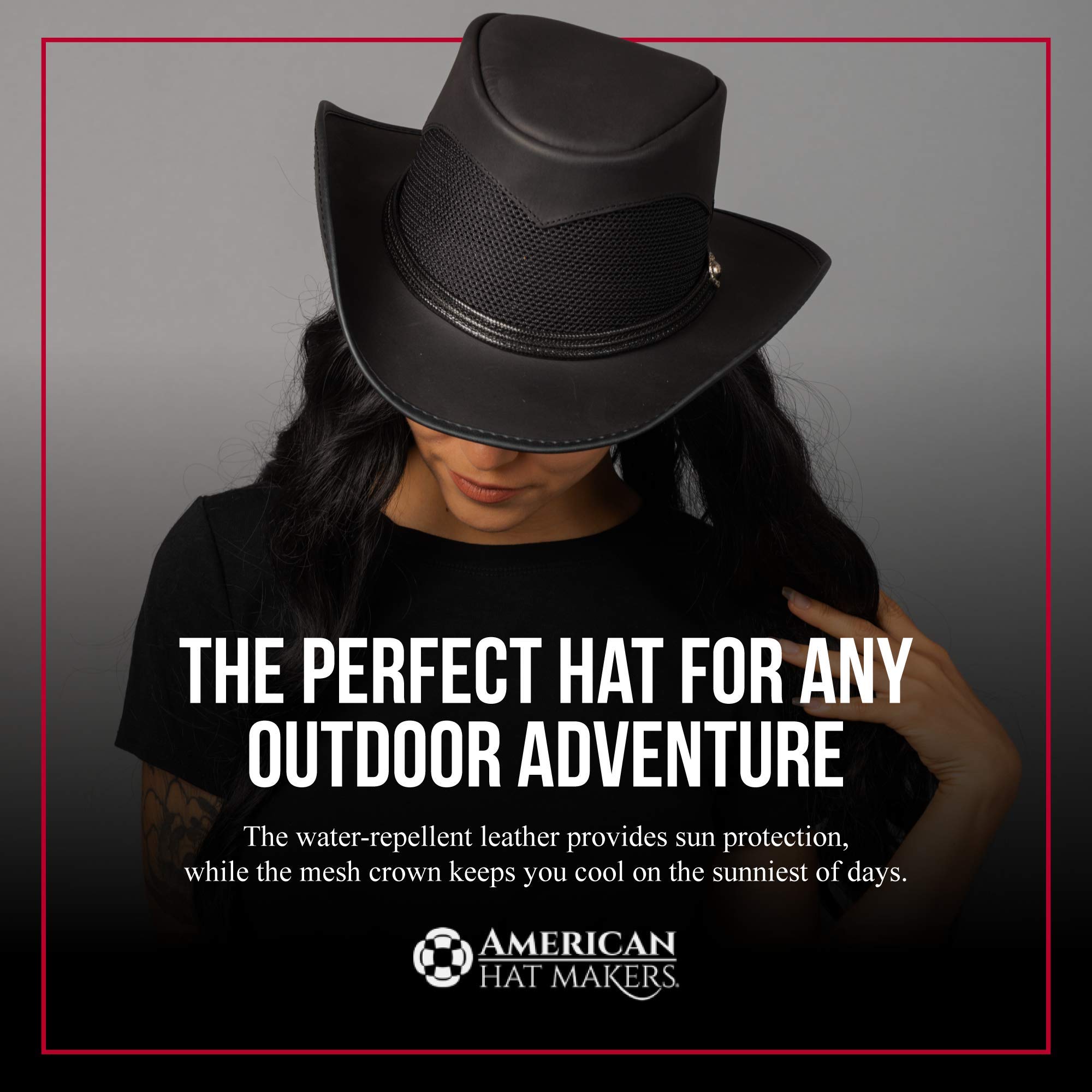 American Hat Makers Durango Leather Mesh Cowboy Hat - Breathable Western Style for Men & Women - Perfect for Rodeo, Outdoor Adventures & Country Music Festivals