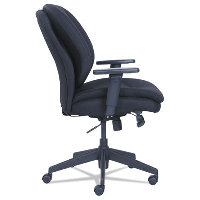 Ergonomic Mid Back Task Chair with ACES Lumbar Support & SertaPedic Comfort System - Adjustable Height Padded Armrests, 275 lbs Weight Capacity, Black Fabric & Base - Perfect for Home Office, Gaming & Workspaces