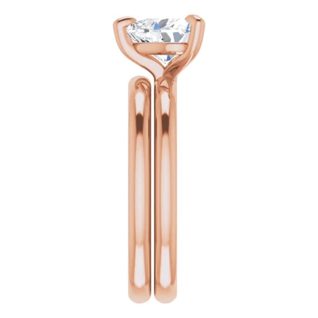 1 Carat Handmade Heart Moissanite Engagement Ring Set - Solitaire Bridal Wedding Ring for Women, 10K/14K/18K Solid Rose Gold, VVS1 Colorless, Anniversary Gift for Her - Perfect for Proposals, Weddings & Romantic Occasions