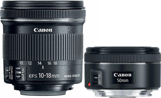 Canon EF 50mm f/1.8 STM & EF-S 10-18mm f/4.5-5.6 IS STM Lens Bundle - Perfect for Portrait Photography, Travel & Vlogging - DSLR Camera Lens Kit for Stunning Bokeh & Wide-Angle Shots