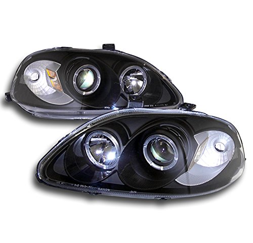 ZMAUTOPARTS Halo Projector Headlights for Honda Civic - JDM Style Black Housing (Fits CX/DX/EX/GX/HX/LX/Si Models) - Upgrade Your Ride with Enhanced Night Visibility & Stylish Look