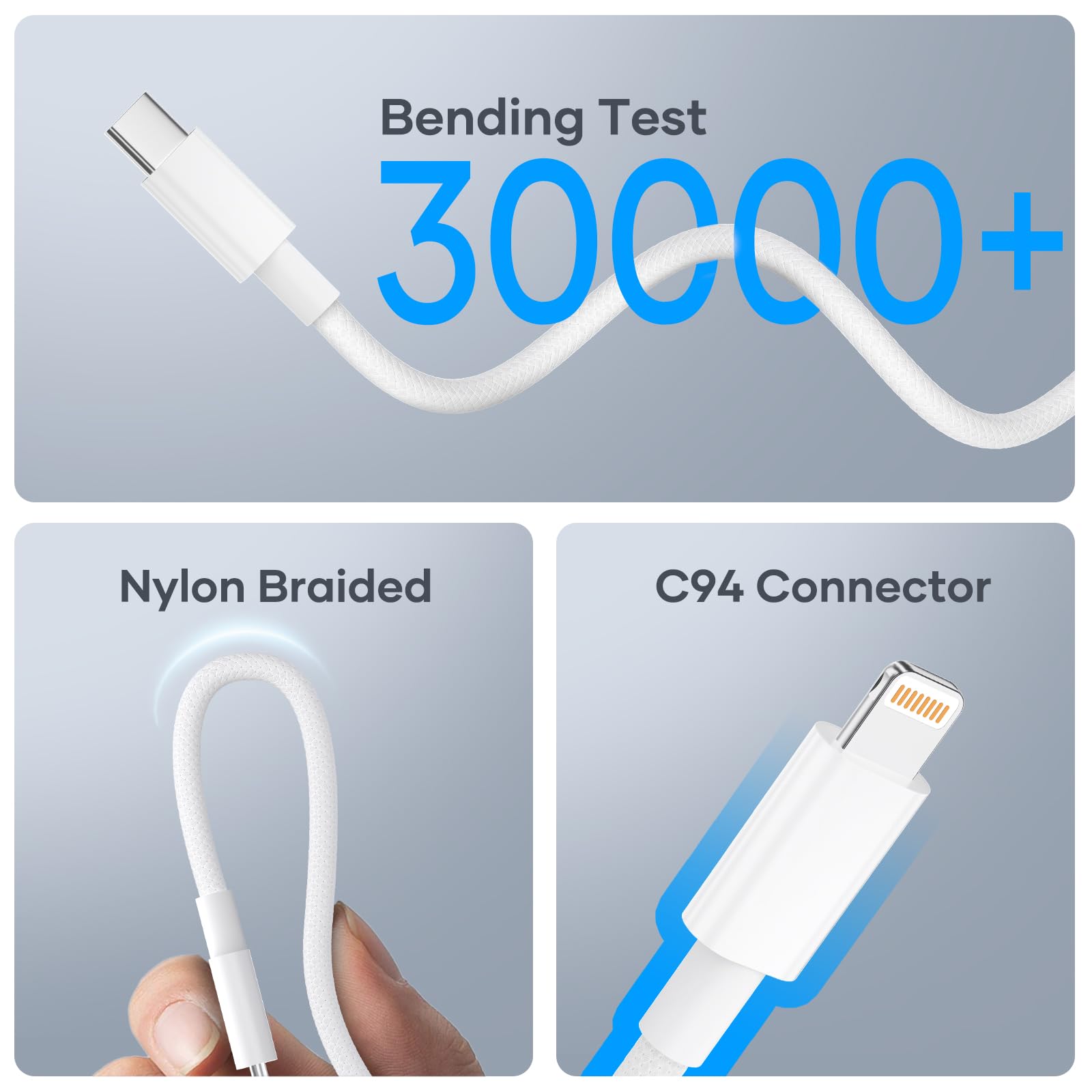 Premium MFi Certified USB C to Lightning Cable 2-Pack 6ft - Fast Charging Braided Durable iPhone Charger for iPhone 14/13/12/11 Pro Max, iPad & More - Perfect for Home, Office & Travel Charging
